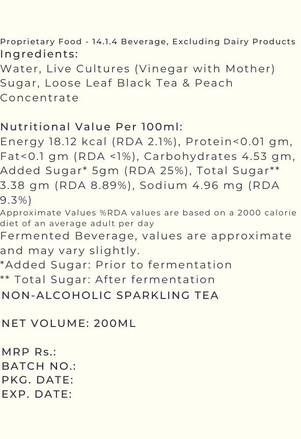 Peach Kombucha, 200ml - Image 5