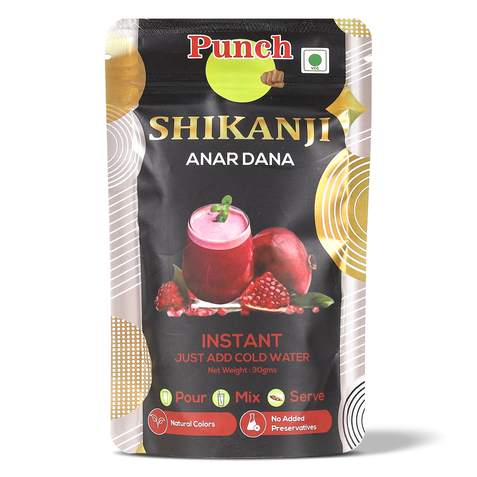 Instant Shikanji Mix Anar Dana, 30g (Instant Indian Lemonade Powder | Refreshing Pomegranate Drink Mix | Just Add Water or Soda | Natural Colours | No Added Preservatives | Makes 3 Servings)