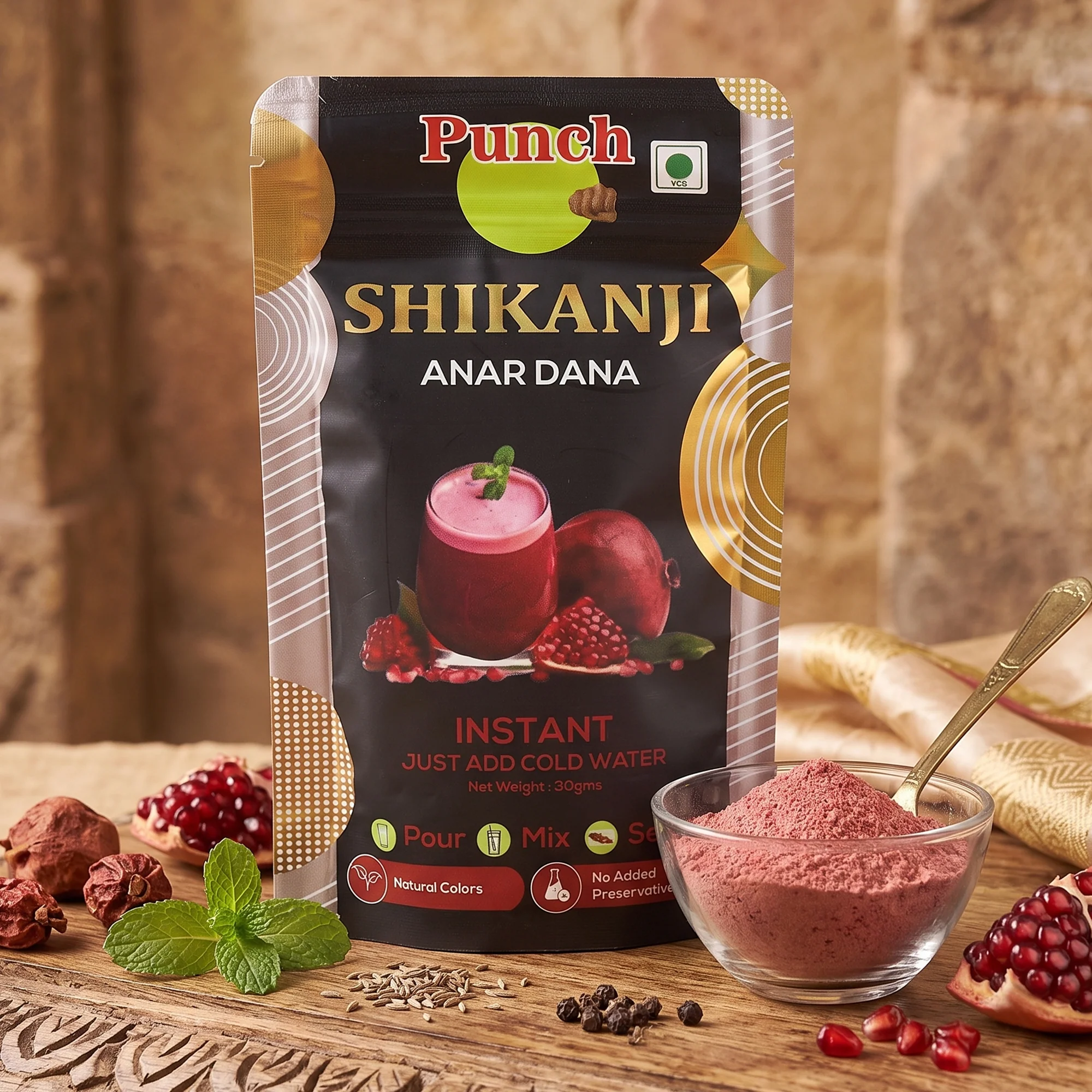 Instant Shikanji Mix Anar Dana, 30g (Instant Indian Lemonade Powder | Refreshing Pomegranate Drink Mix | Just Add Water or Soda | Natural Colours | No Added Preservatives | Makes 3 Servings) - Image 3