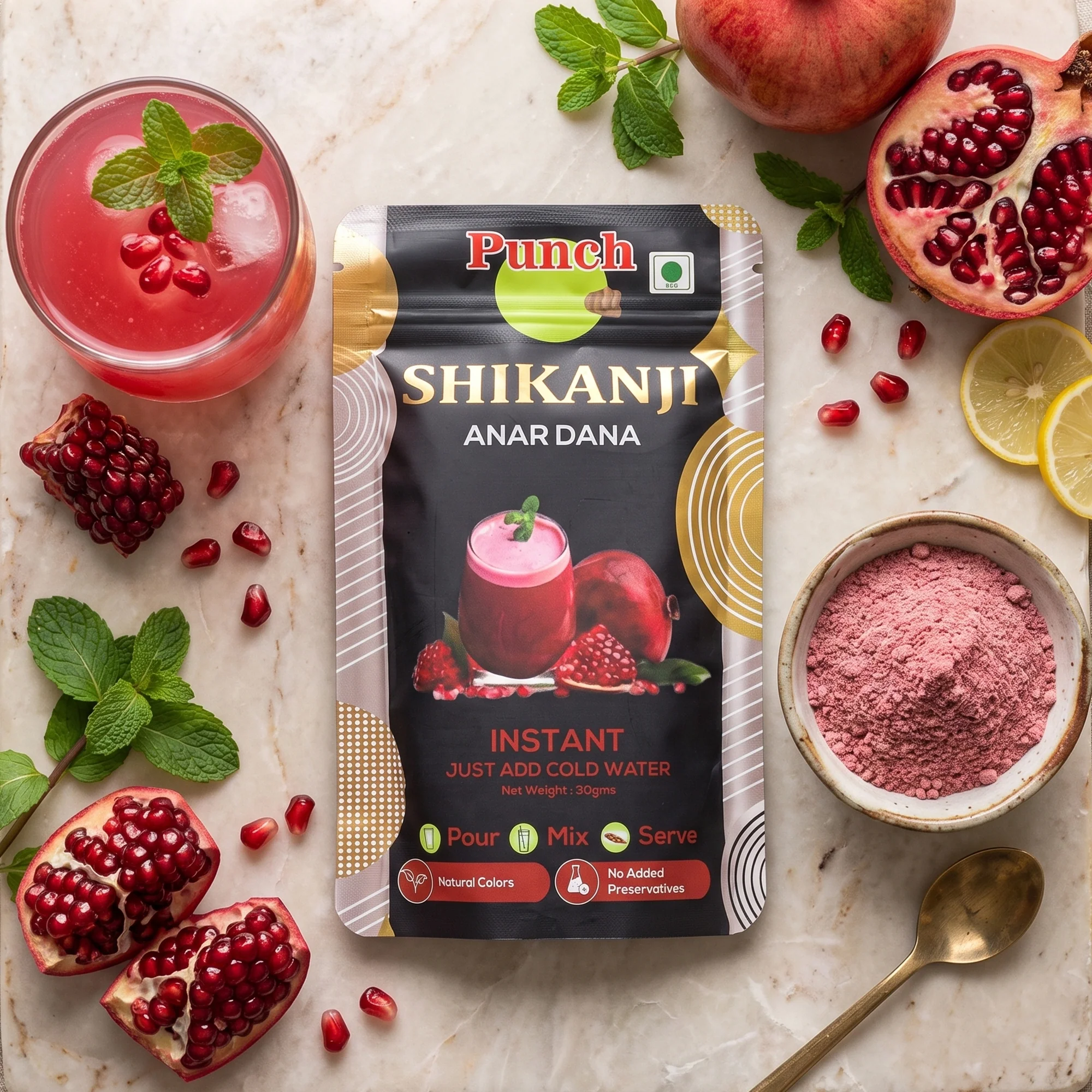 Instant Shikanji Mix Anar Dana, 30g (Instant Indian Lemonade Powder | Refreshing Pomegranate Drink Mix | Just Add Water or Soda | Natural Colours | No Added Preservatives | Makes 3 Servings) - Image 4