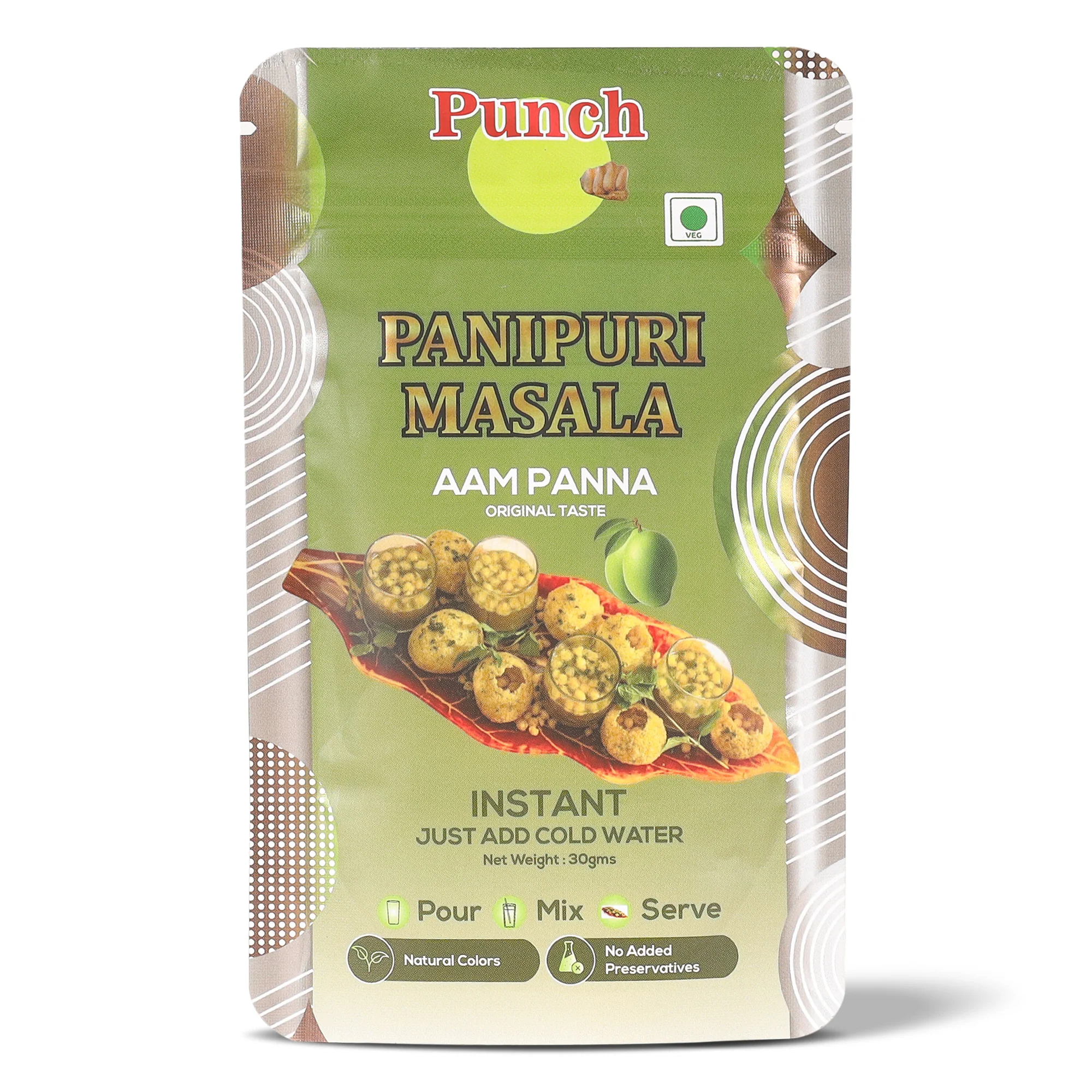 Panipuri Masala Aam Panna, 30g (Instant Pani Puri Masala Mix | Authentic Tangy & Spicy Raw Mango Flavour | Just Add Water | No Added Preservatives)