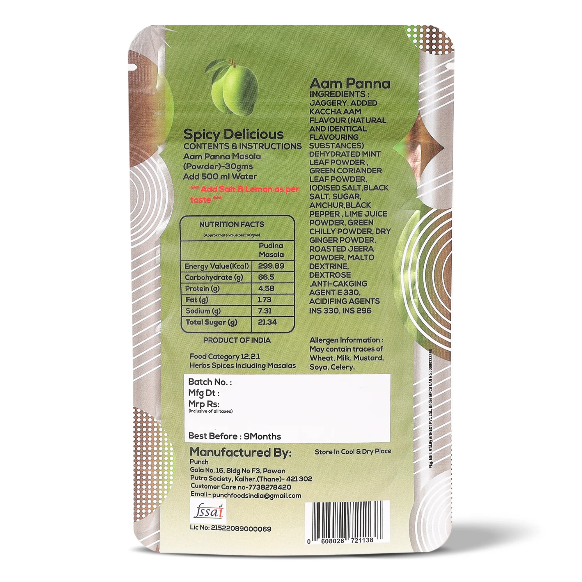 Panipuri Masala Aam Panna, 30g (Instant Pani Puri Masala Mix | Authentic Tangy & Spicy Raw Mango Flavour | Just Add Water | No Added Preservatives) - Image 2