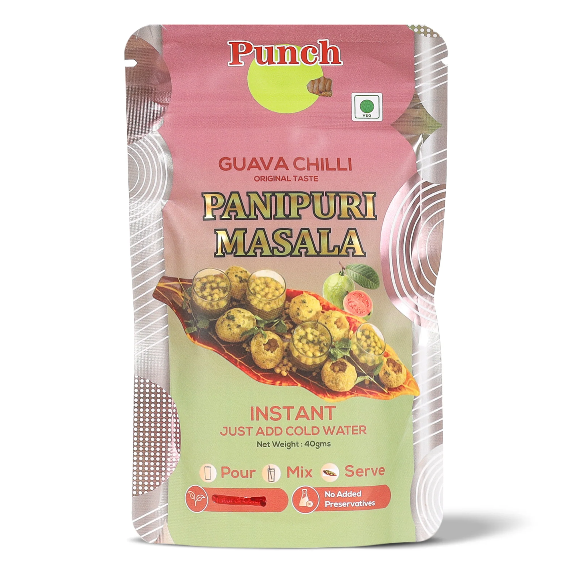 Panipuri Masala Guava Chilli, 40g (Instant Pani Puri Masala Mix | Tangy, Fruity & Spicy Guava Flavour | Just Add Water | No Added Preservatives)