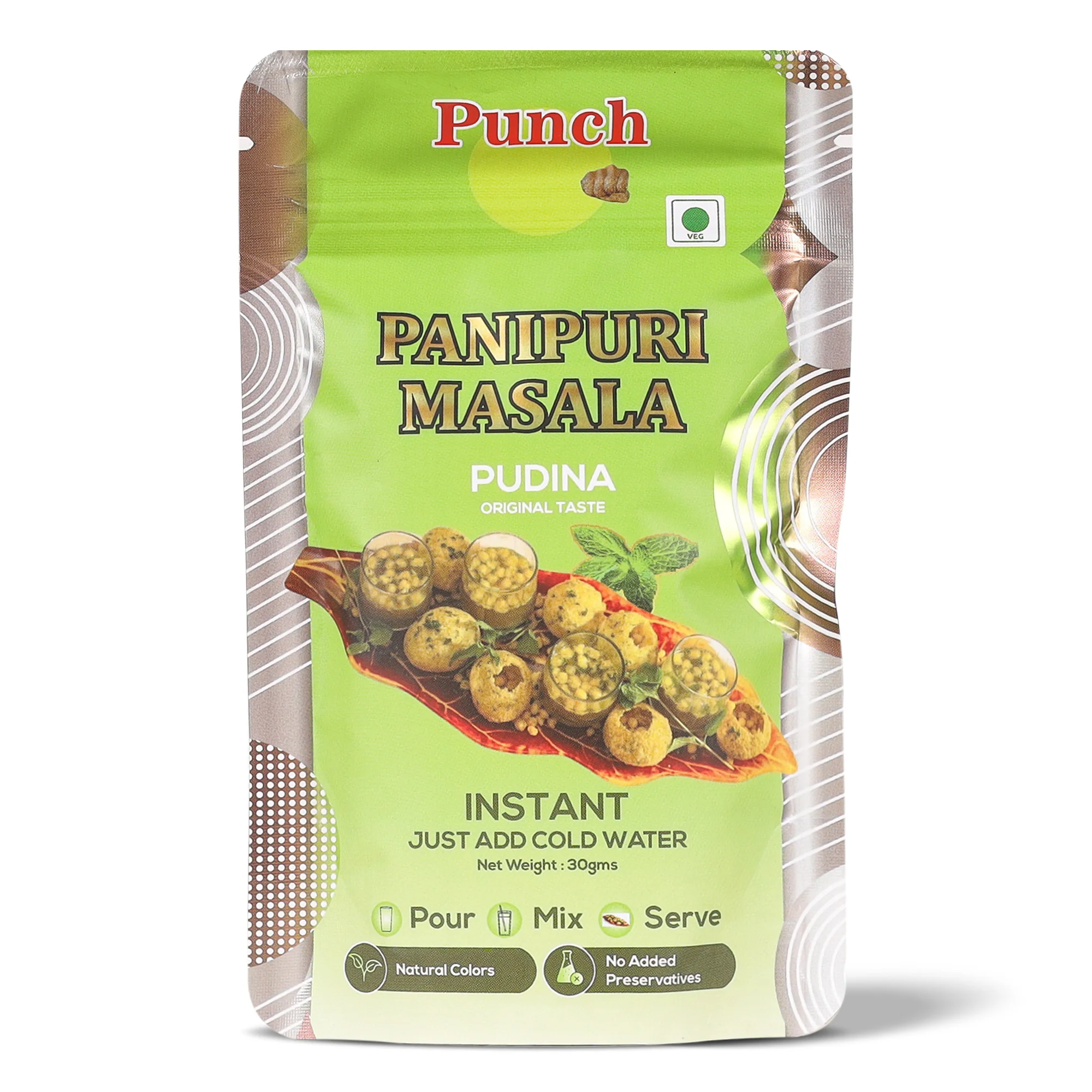 Panipuri Masala Pudina, 30g (Instant Pani Puri Masala Mix | Classic Mint (Pudina) Flavour | Just Add Water | Natural Colours | No Added Preservative)