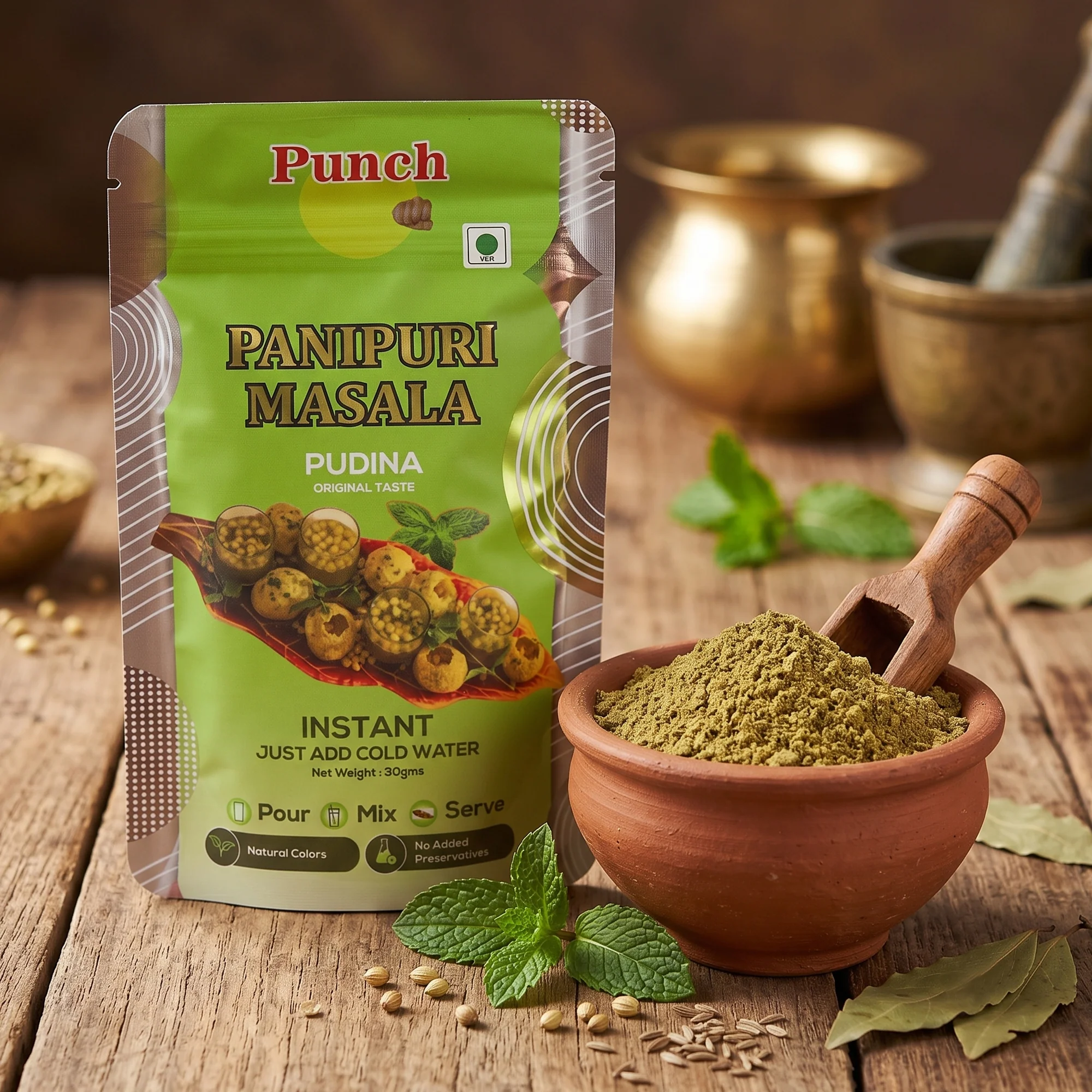 Panipuri Masala Pudina, 30g (Instant Pani Puri Masala Mix | Classic Mint (Pudina) Flavour | Just Add Water | Natural Colours | No Added Preservative) - Image 3