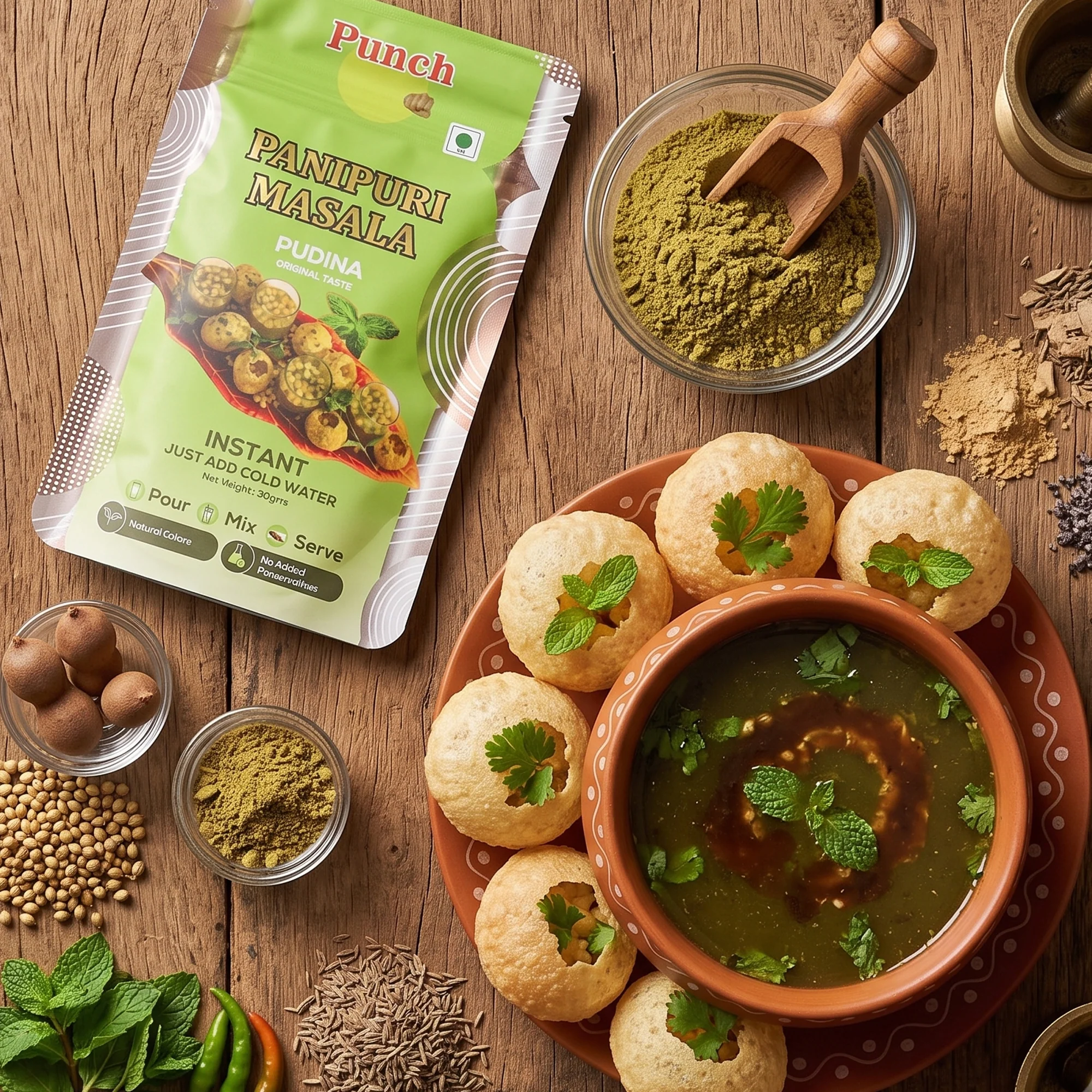 Panipuri Masala Pudina, 30g (Instant Pani Puri Masala Mix | Classic Mint (Pudina) Flavour | Just Add Water | Natural Colours | No Added Preservative) - Image 4
