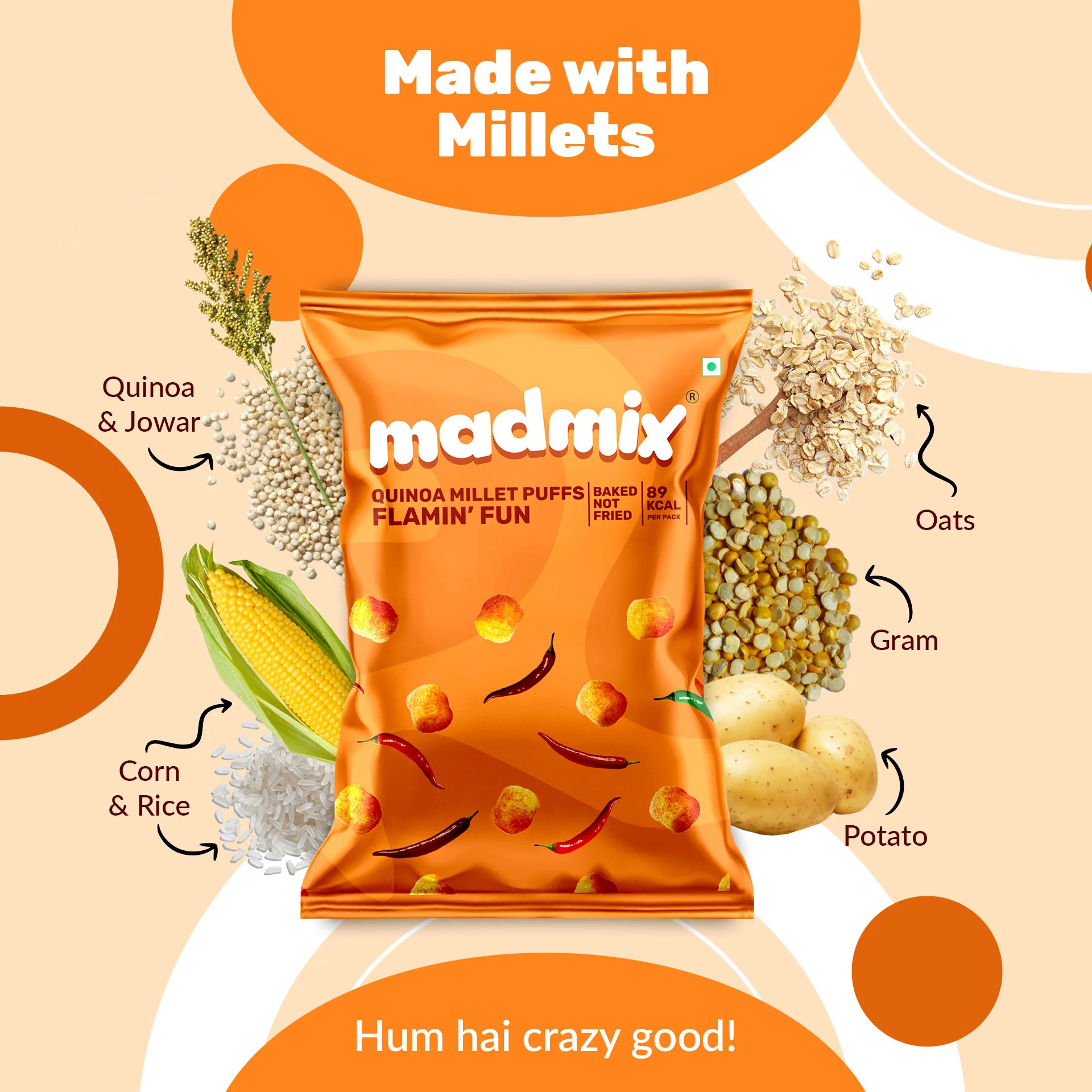 Quinoa Millet Puffs Flamin Fun, 20g - Image 3