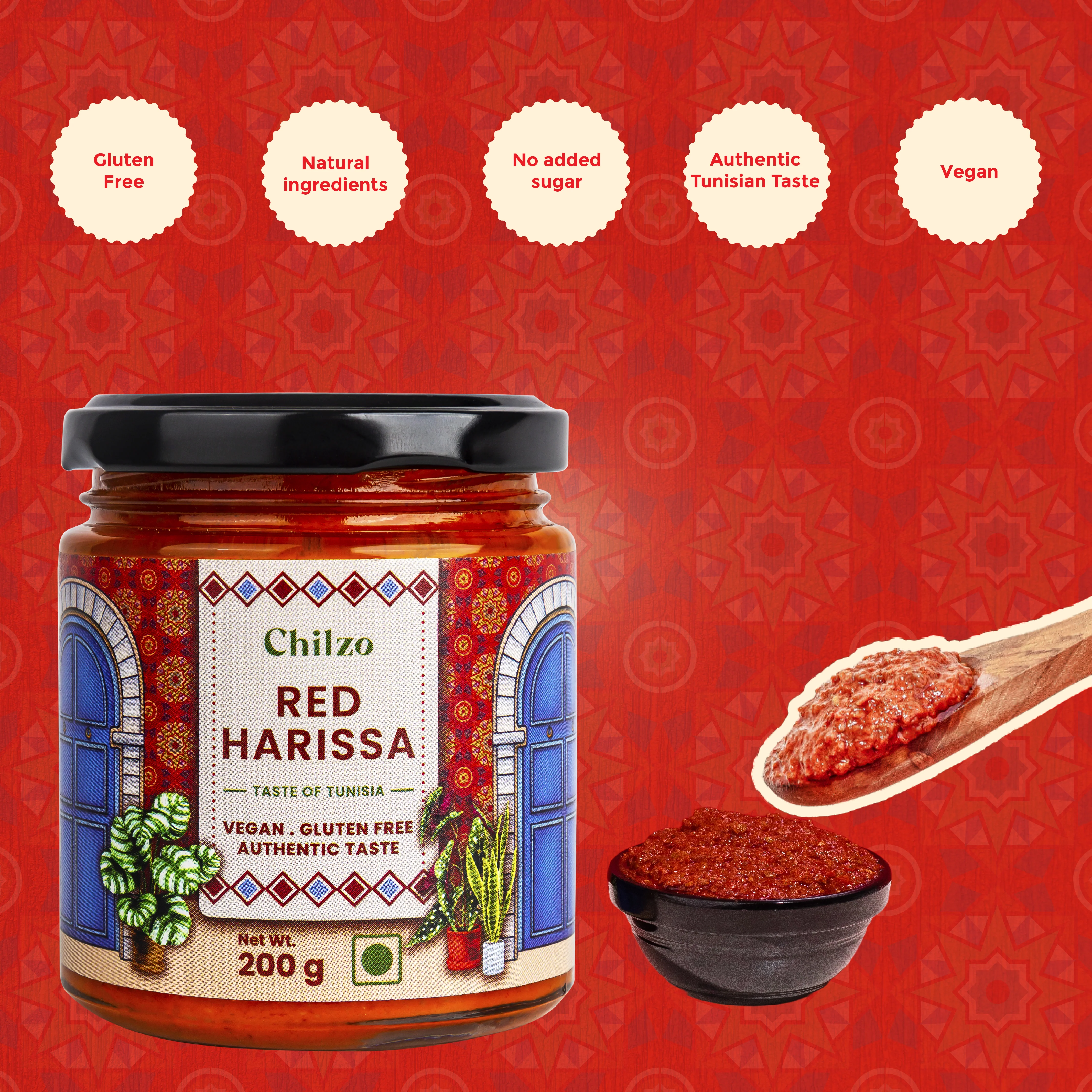 Red Harissa,200g (Authentic Harissa, Made with Dried Red Chilies, No Artificial Colors/Flavors, Dip, Stir-fry, Marinate) - Image 6