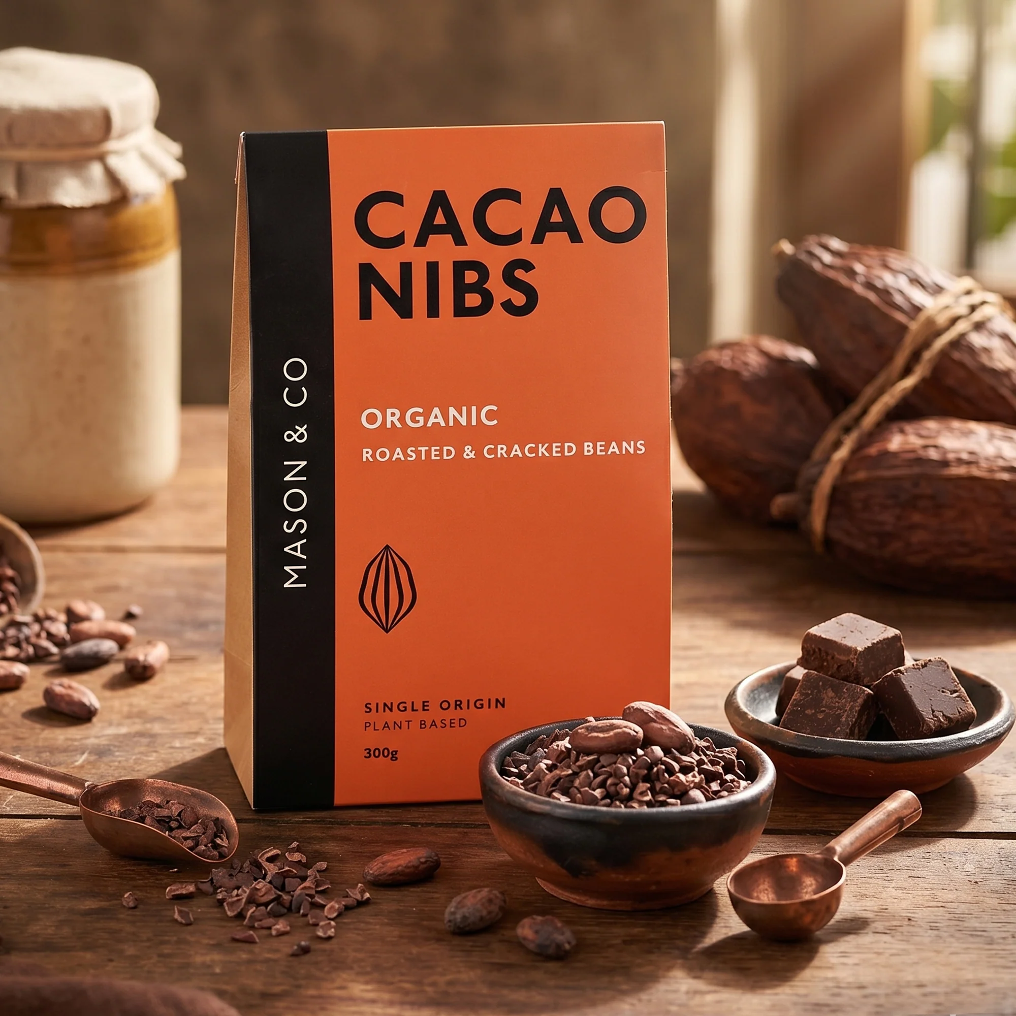 Roasted & Cracked Organic Cocoa Beans / Nibs / Granulas, 300g (Organic, Gluten-free, Soy Free, Plant-based) - Image 4