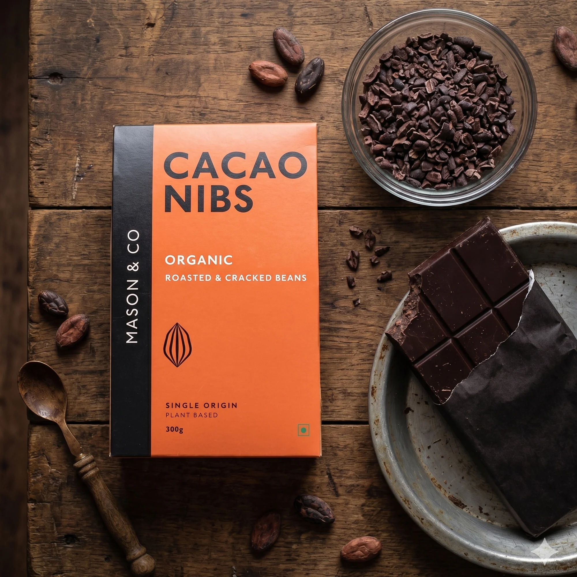 Roasted & Cracked Organic Cocoa Beans / Nibs / Granulas, 300g (Organic, Gluten-free, Soy Free, Plant-based) - Image 5