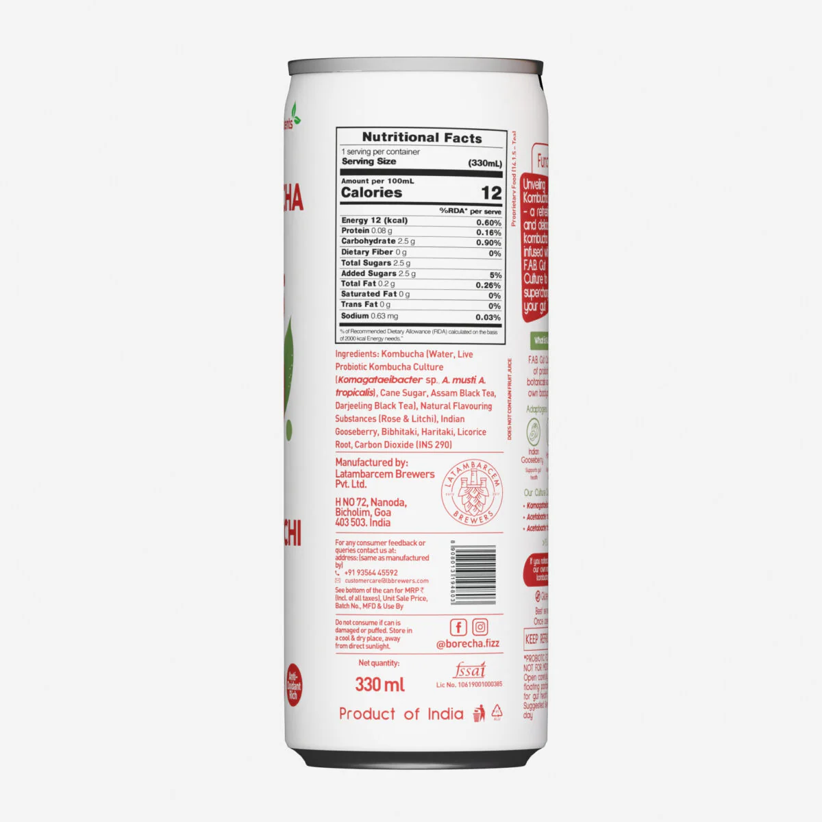 Rose Litchi Probiotic Kombucha, 300ml - Image 3