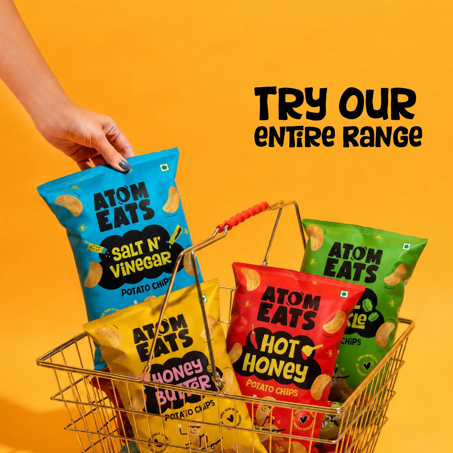 Atom Eats Salt n' Vinegar Potato Chips, 60g (Crispy Potato Chips, Tangy Sea Salt & Vinegar Flavor, Bold & Crunchy Snack) - Image 6