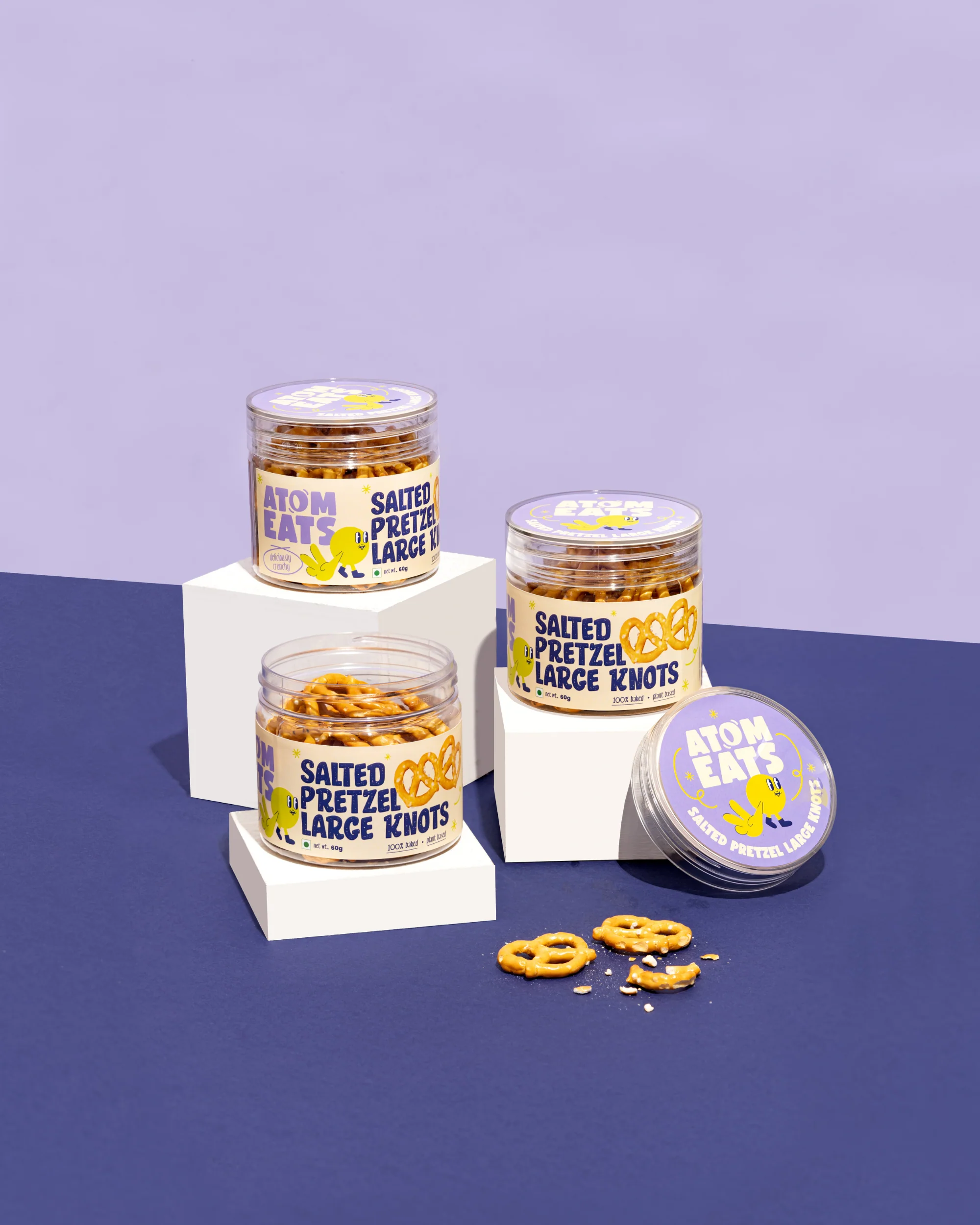 Salted Large Pretzel Knots, 60g (Baked Pretzels, Crunchy & Filling Snack, Classic Salted Flavor) - Image 4