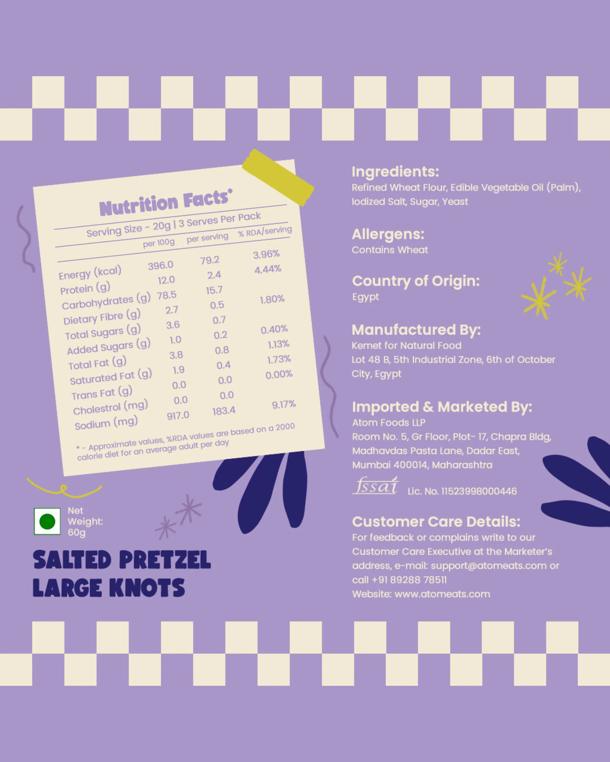 Salted Large Pretzel Knots, 60g (Baked Pretzels, Crunchy & Filling Snack, Classic Salted Flavor) - Image 6