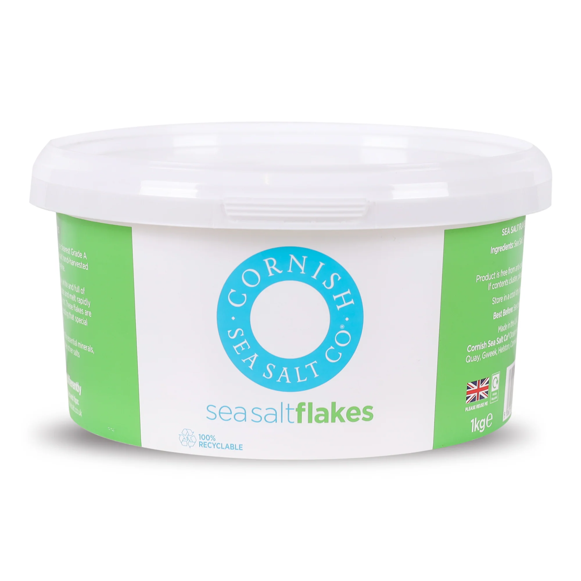 Sea Salt Crystals, 1kg (Hand-Harvested Premium Pyramid Salt from Cornwall, Perfect Finishing Touch for Salads & Gourmet Cooking)