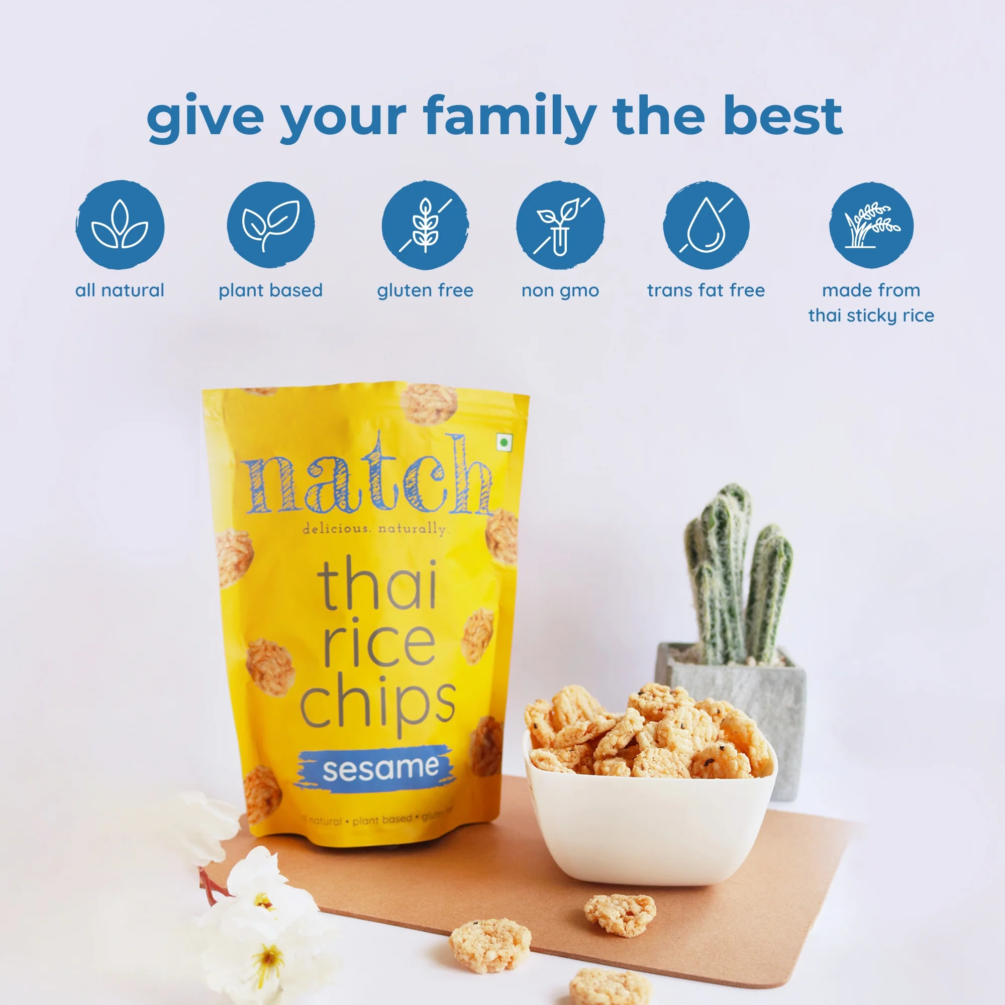 Sesame Rice Chips, 100g - Image 4