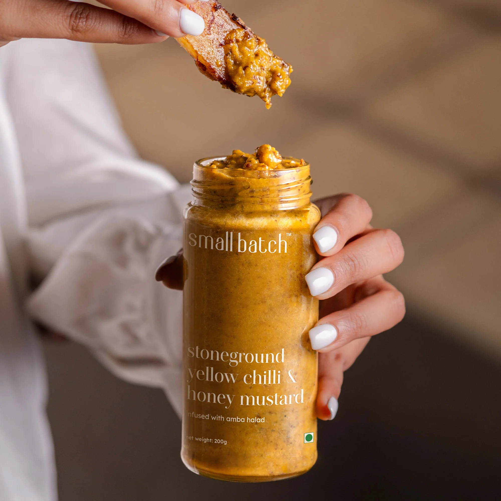 Small Batch Stoneground Yellow Chilli and Honey Mustard, 200g - Image 2