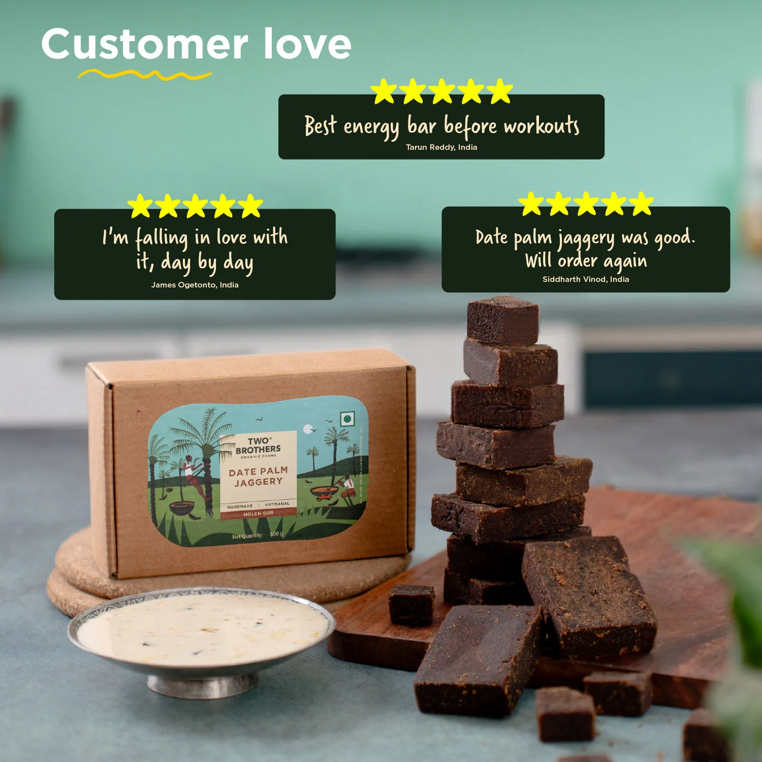 Two Brothers Organic Farms Date Palm Jaggery/Nolen/Jhola Gur,500g (No Additives or Preservatives, Healthy and Tasty, Date Palm Jaggery Solid ) - Image 7