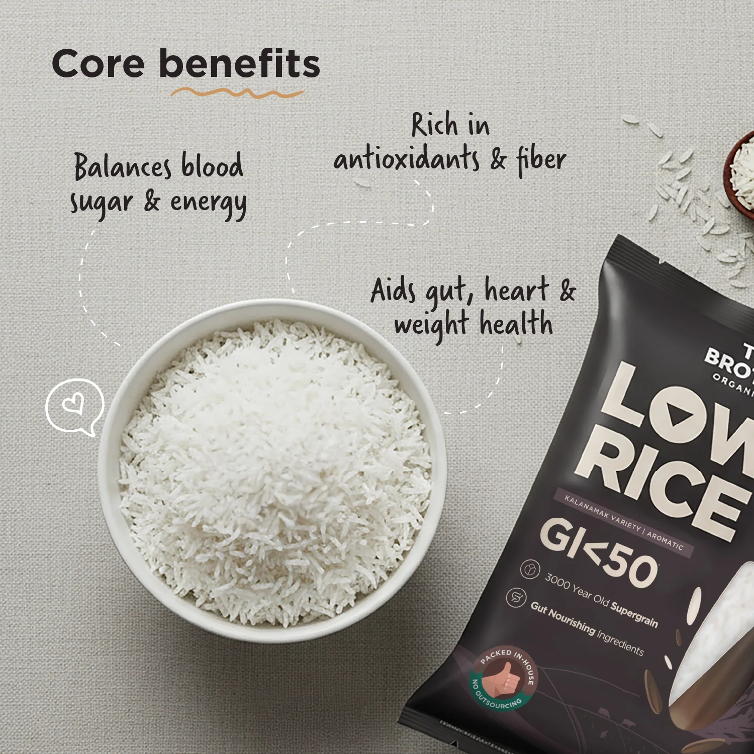Two Brothers Organic Farms Kalanamak Rice, 1kg (Low GI, Diabetic-Friendly Native Aromatic Rice, Rich in Iron & Zinc, Gut Nourishing, Perfect for Pulao, Biryani & Curries) - Image 5