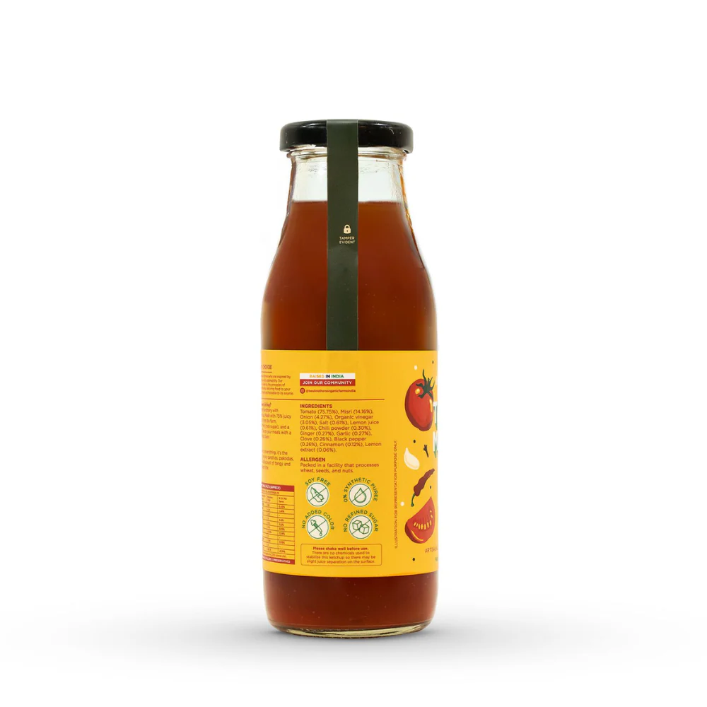 Two Brothers Organic Farms Truemato Ketchup - Spicy Tomato Ketchup 300g (Naturally Made with 75% Fresh Tomatoes, No Refined Sugar) - Image 2