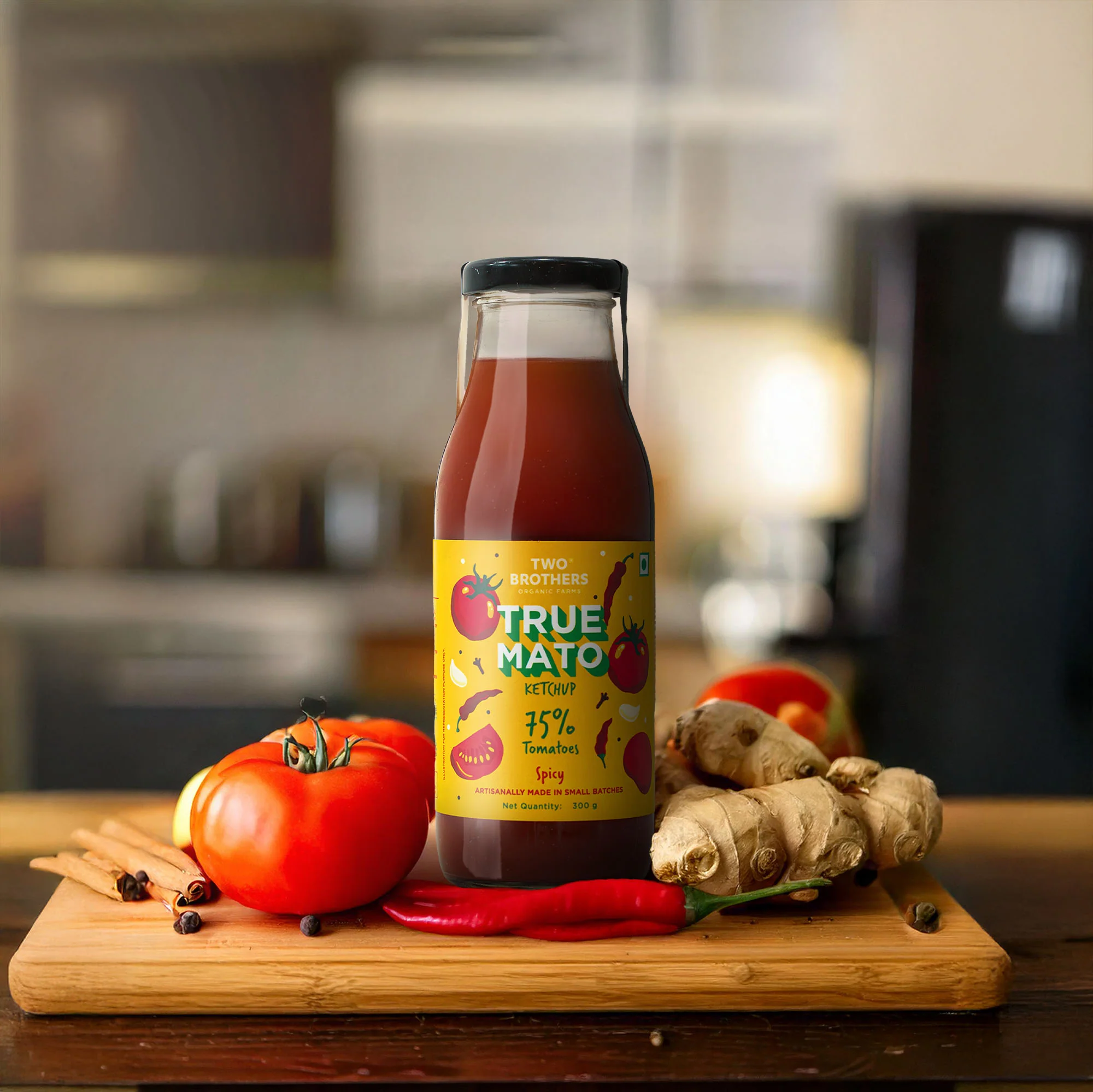 Two Brothers Organic Farms Truemato Ketchup - Spicy Tomato Ketchup 300g (Naturally Made with 75% Fresh Tomatoes, No Refined Sugar) - Image 5