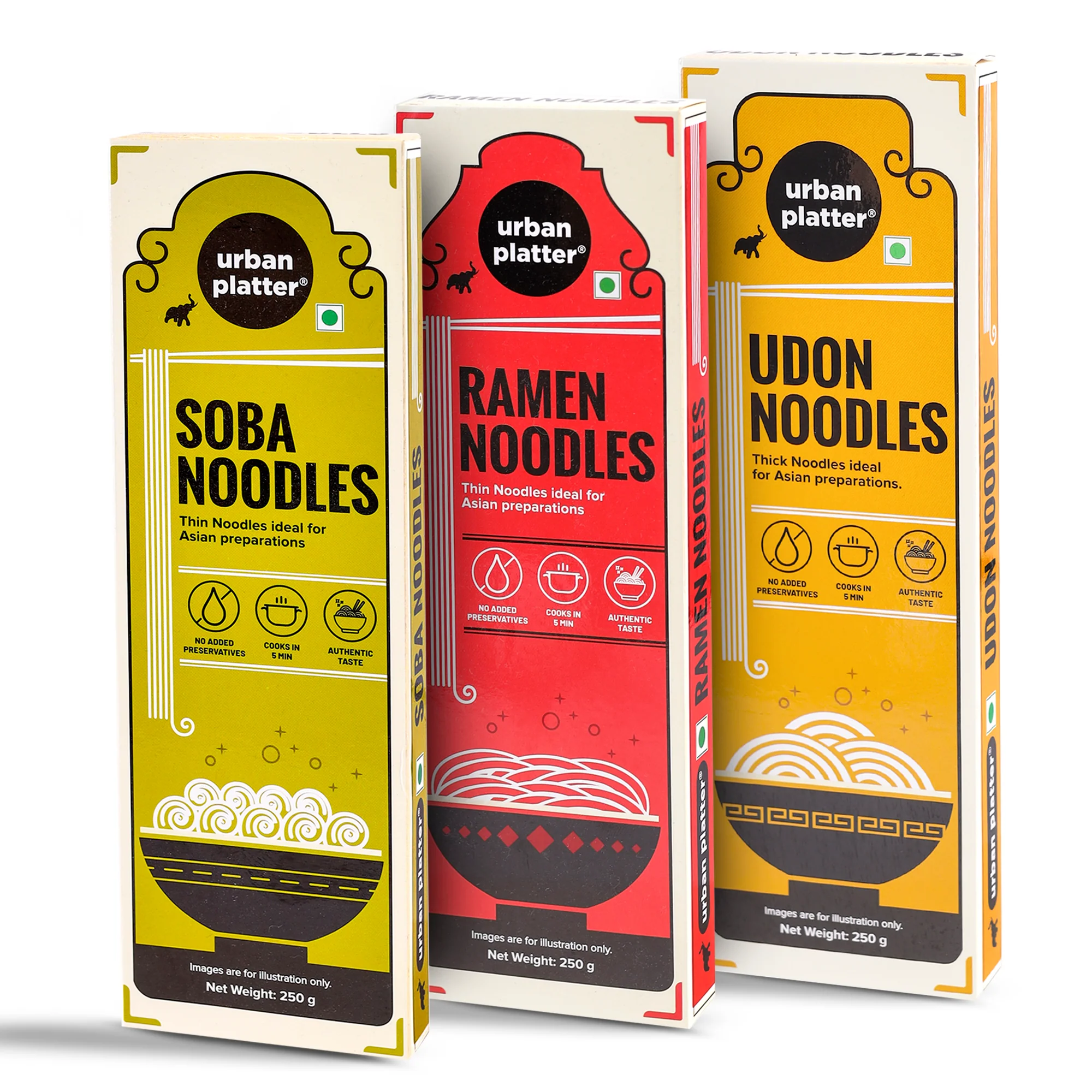 3 Noodle Combo Pack (Soba, Ramen and Udon Noodles, 250g each)