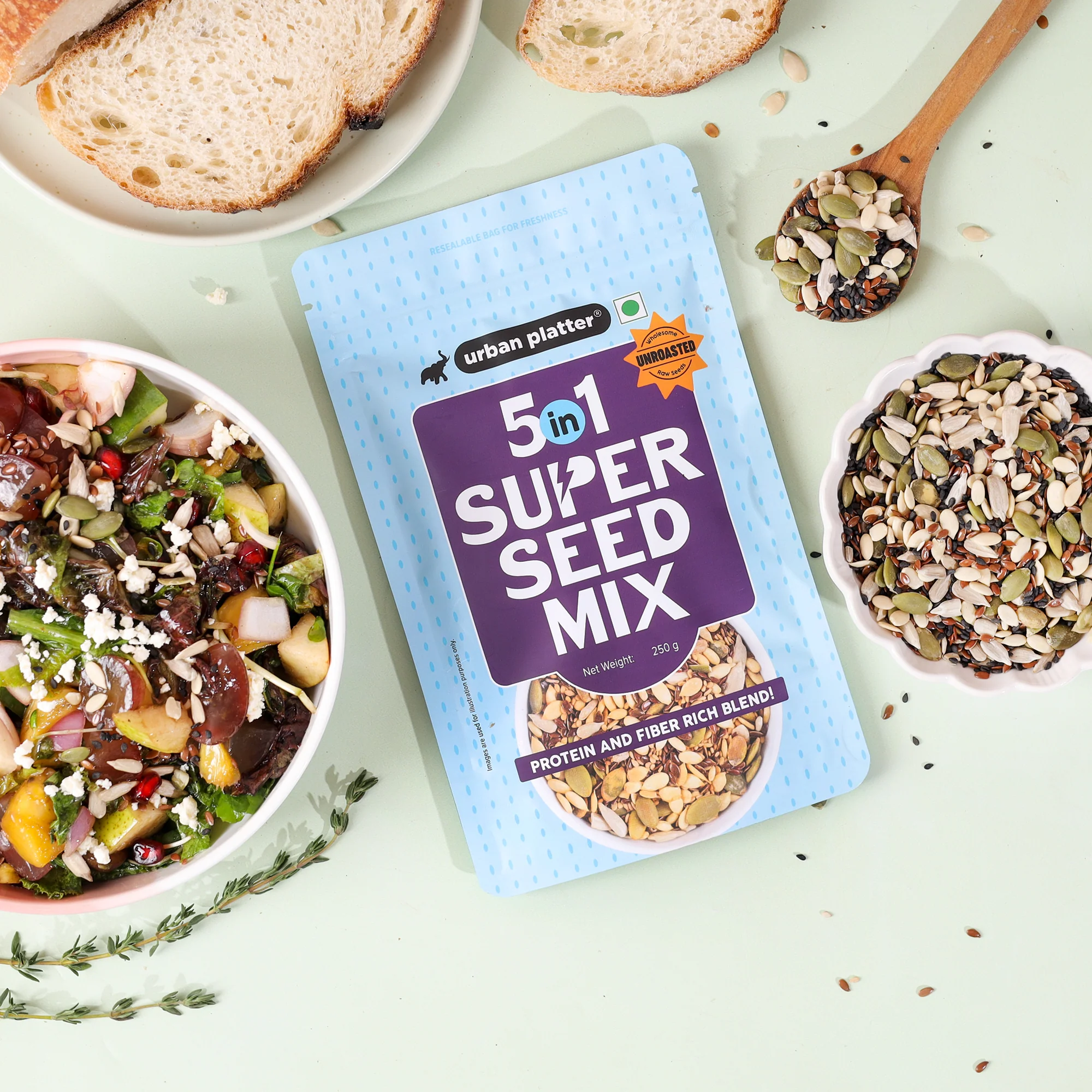 Unroasted 5-in-1 Super Seed Mix, 250g (High Protein & Fiber | Pumpkin, Sunflower, Watermelon, Sesame & Flax Seed Blend | Raw & Ready-to-Eat Superfood Snack) - Image 4