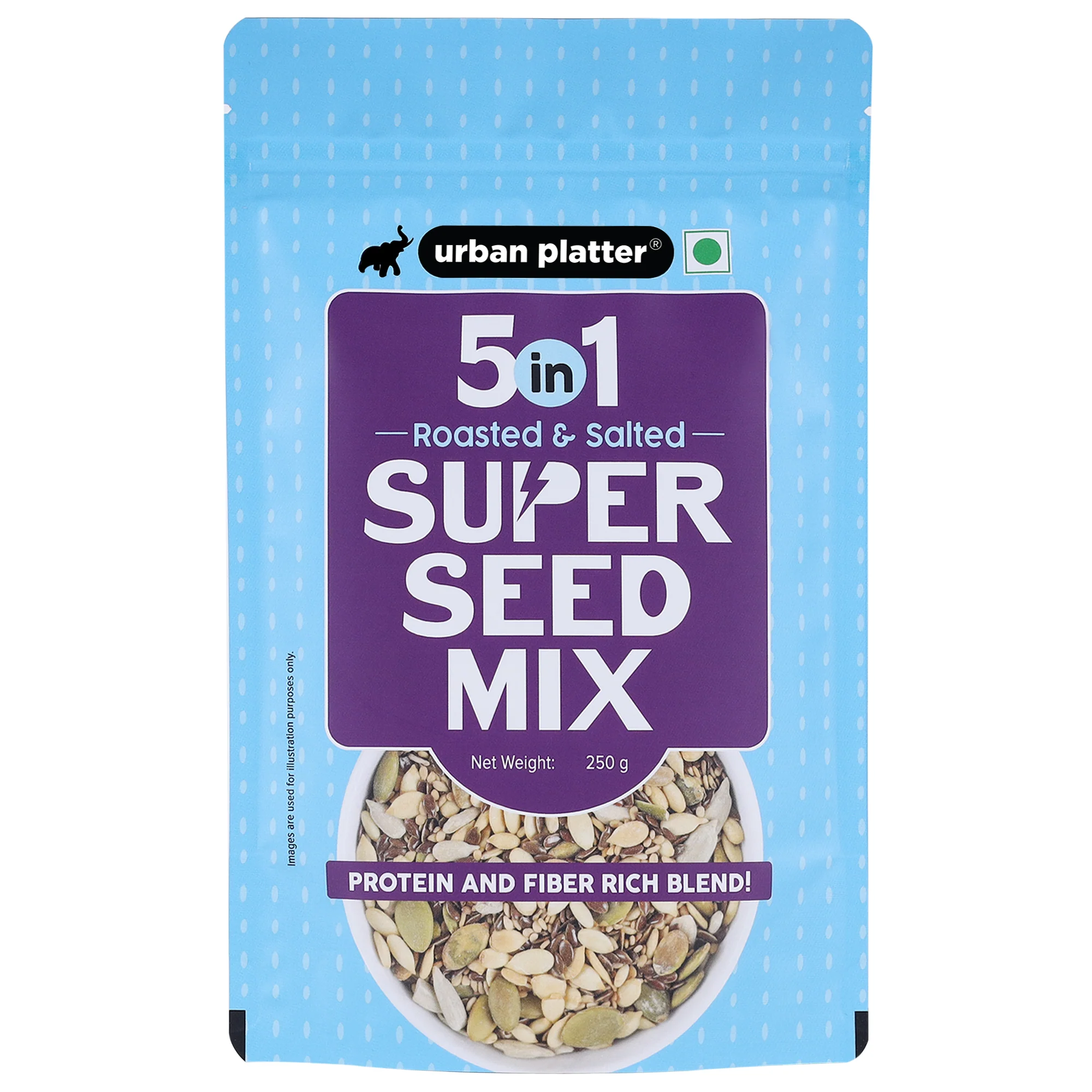5-in-1 Super Seed Mix, 250g (Roasted and Salted | Sunflower | Pumpkin | Flax | Watermelon | White Sesame)