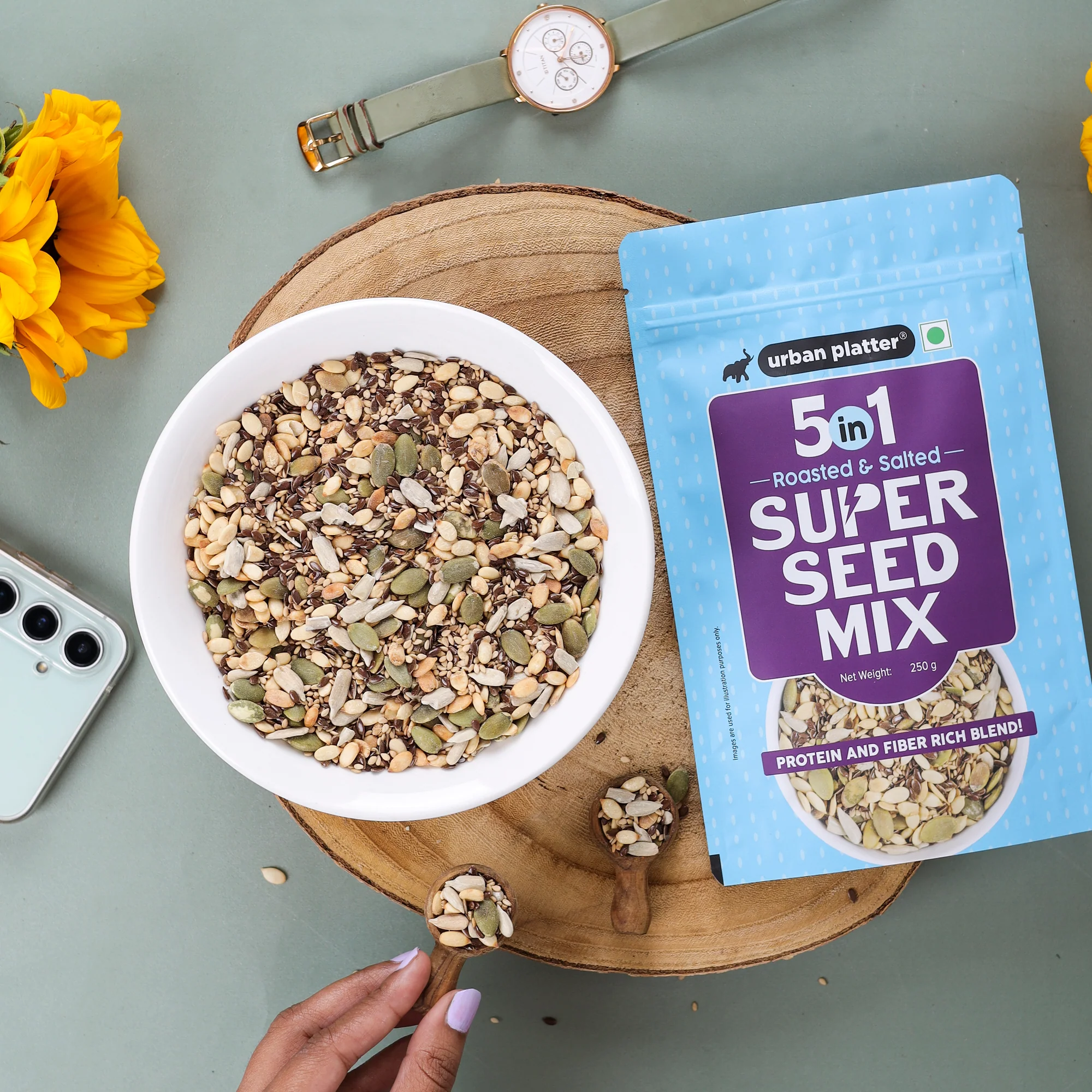5-in-1 Super Seed Mix, 250g (Roasted and Salted | Sunflower | Pumpkin | Flax | Watermelon | White Sesame) - Image 4