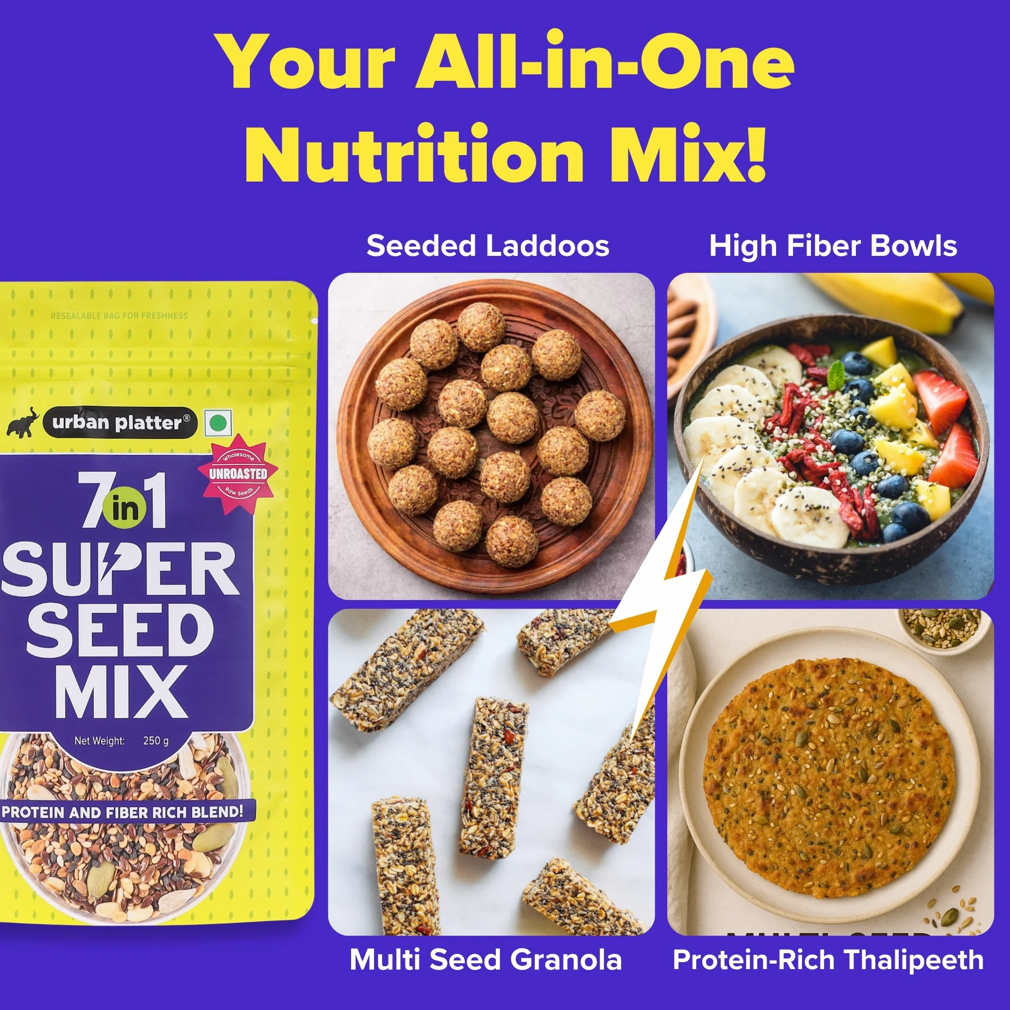 Unroasted 7-in-1 Super Seed Mix, 250g (High Protein & Fiber | Pumpkin, Sunflower, Watermelon, Split Coriander, White & Black Sesame & Flax Seed Blend | Raw & Ready-to-Eat Superfood Snack) - Image 9