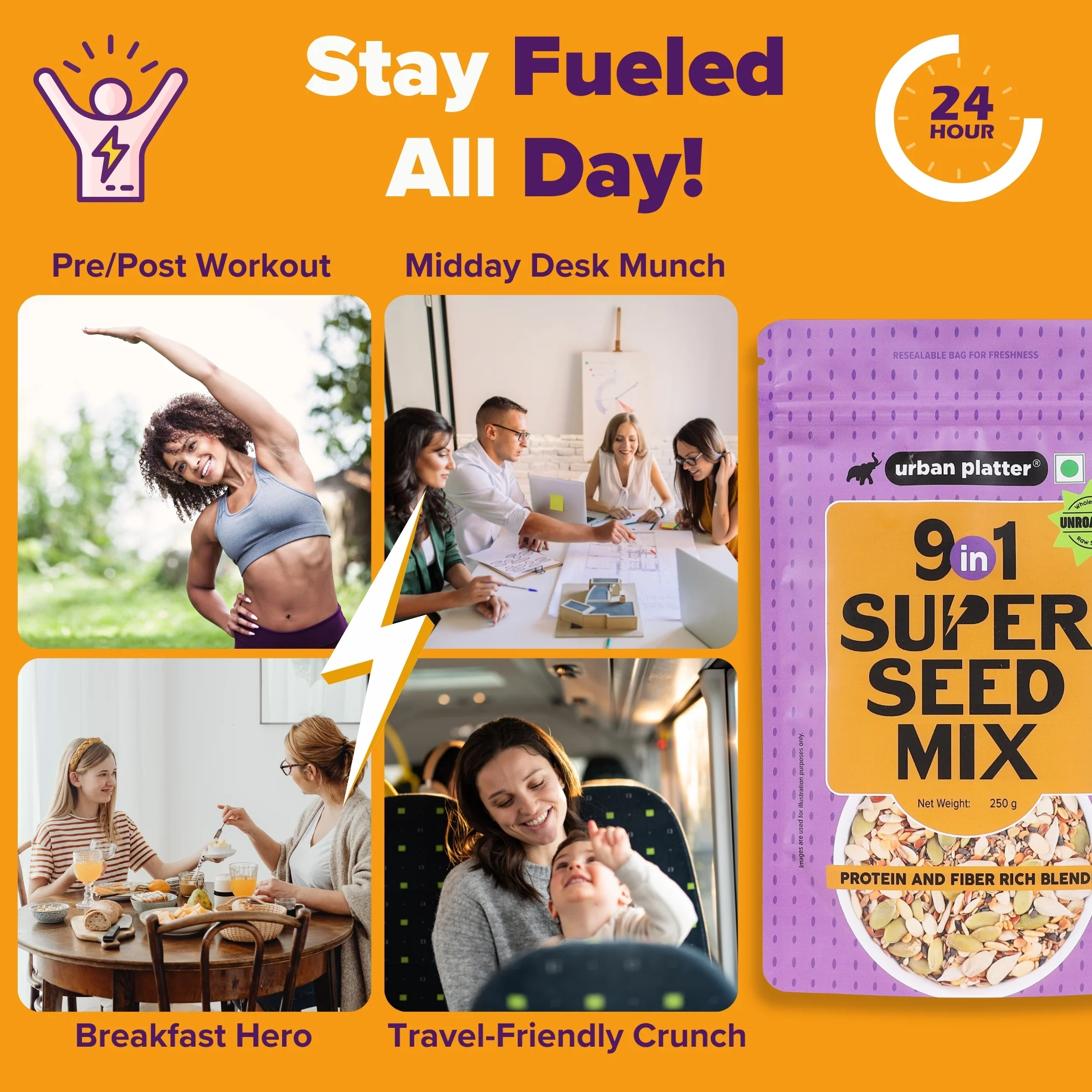 Unroasted 9-in-1 Super Seed Mix, 250g (High Protein & High Fiber Blend | Raw & Ready-to-Eat Superfood Snack) - Image 4
