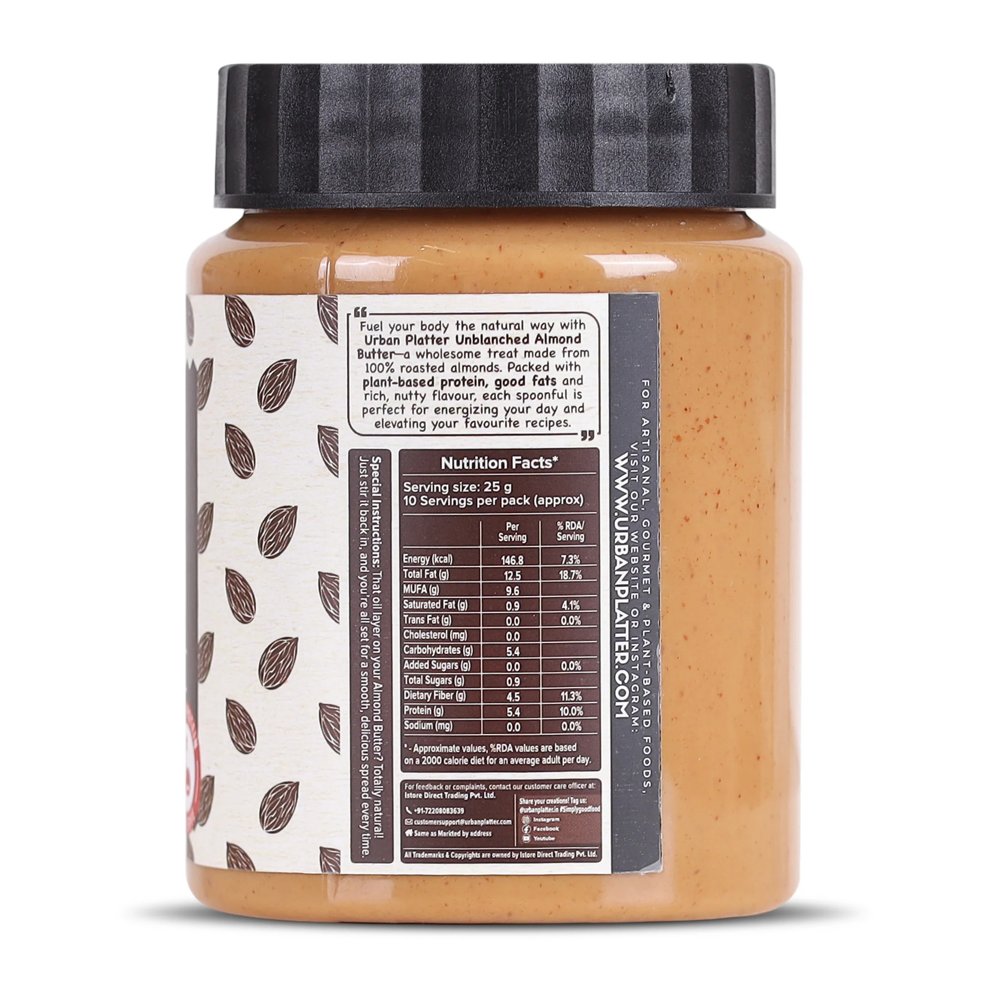 Almond Butter (With Skin) (Bold Nutty Flavour | Single Ingredient | Keto-Friendly | Unblanched Paste) - Image 3