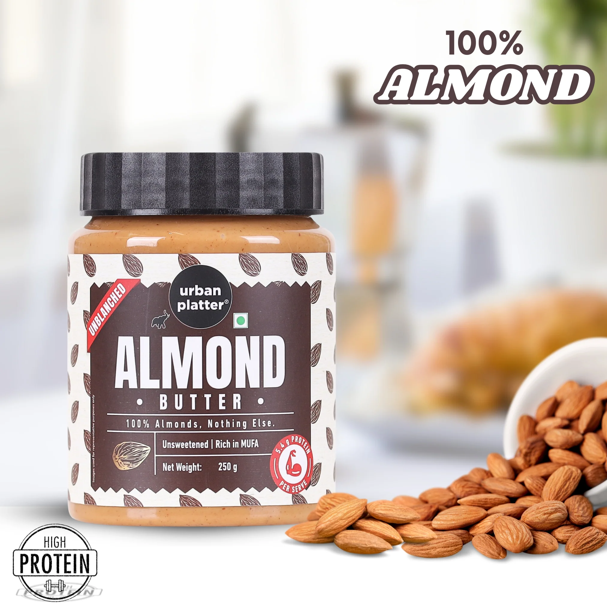 Almond Butter (With Skin) (Bold Nutty Flavour | Single Ingredient | Keto-Friendly | Unblanched Paste) - Image 4