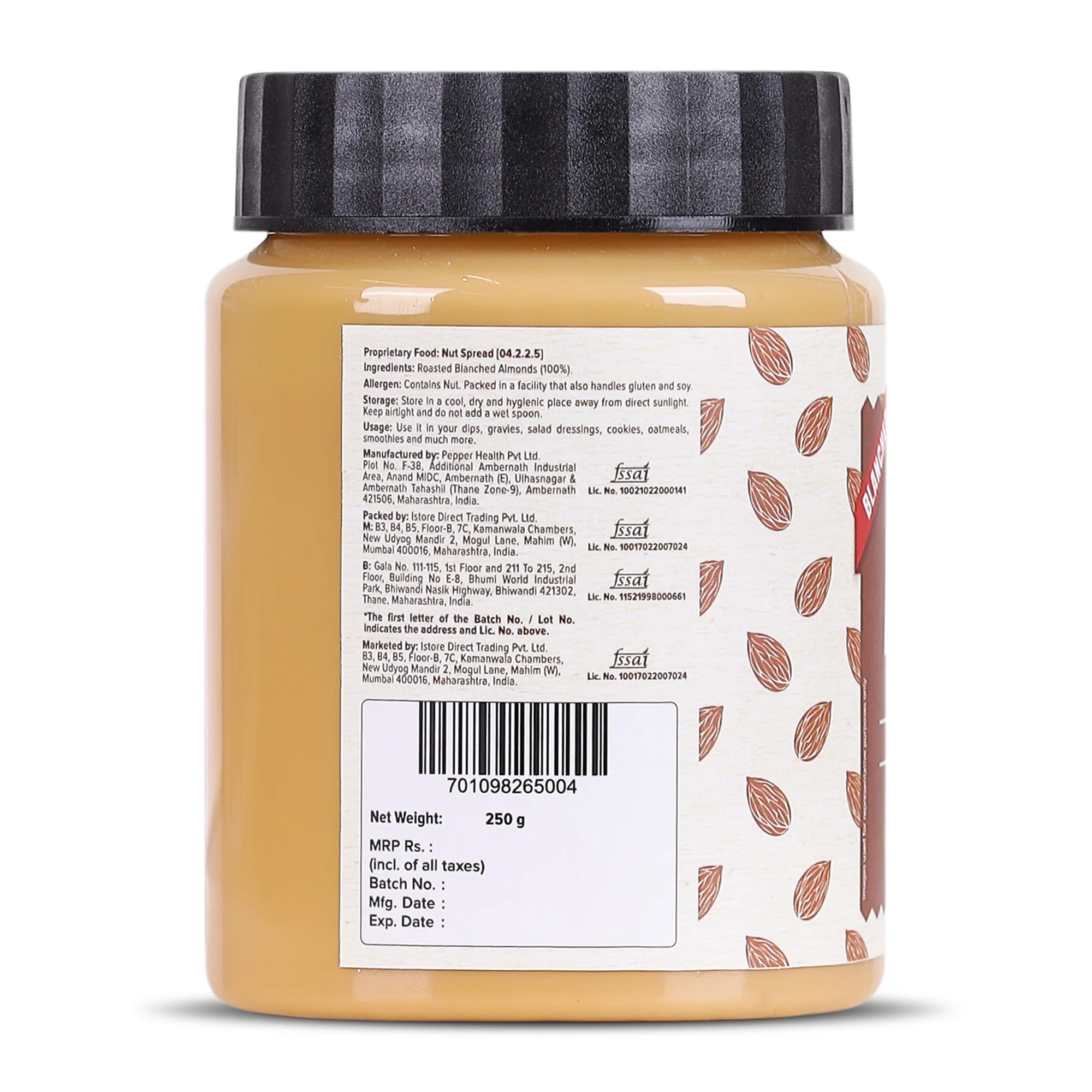 Almond Butter (Without Skin) (Nutty Flavour | Single Ingredient | Keto-Friendly | Blanched Paste) - Image 2