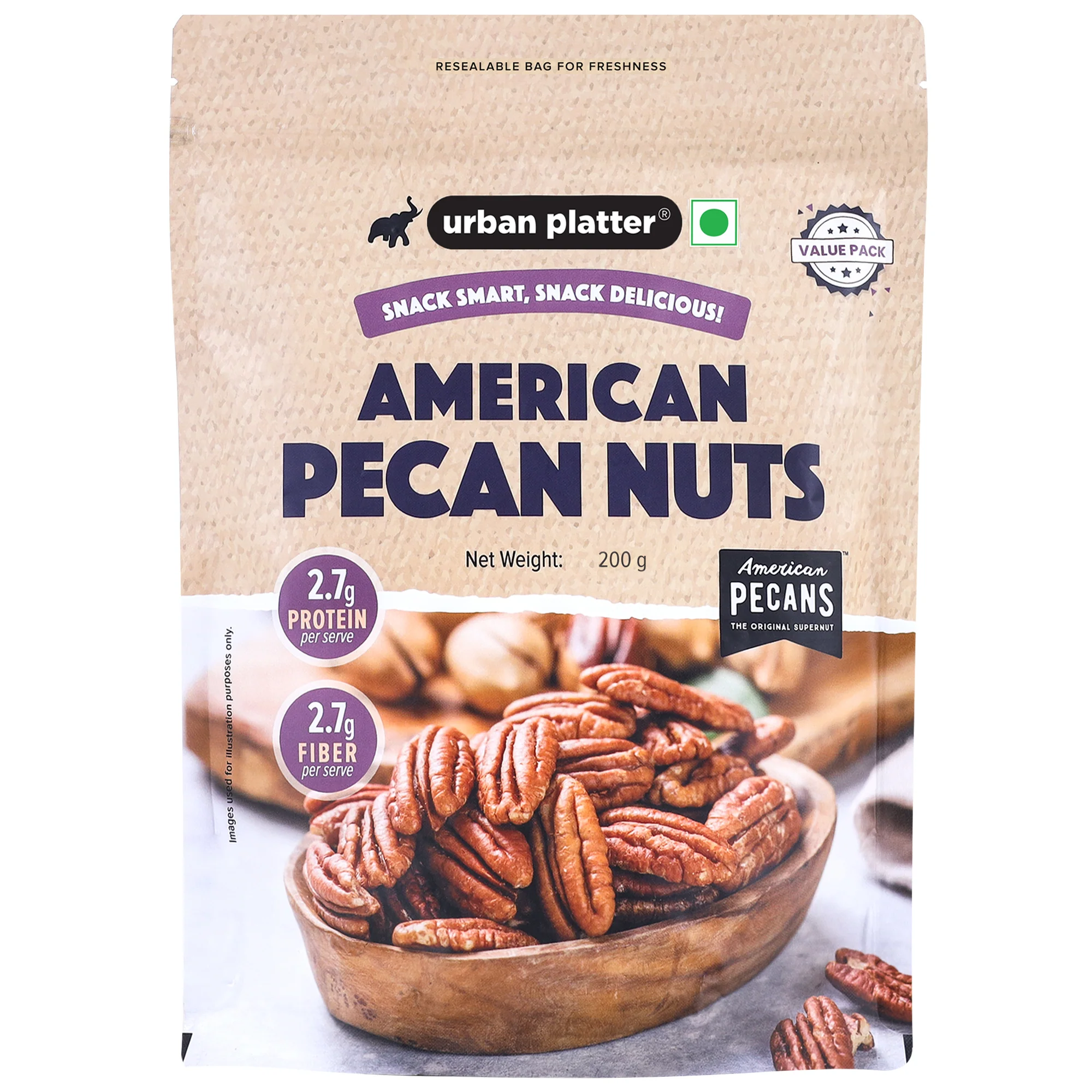 American Pecan Nuts, 200g (Rich in Fibre & Healthy Fats | Ideal for Snacking & Baking | Halves)
