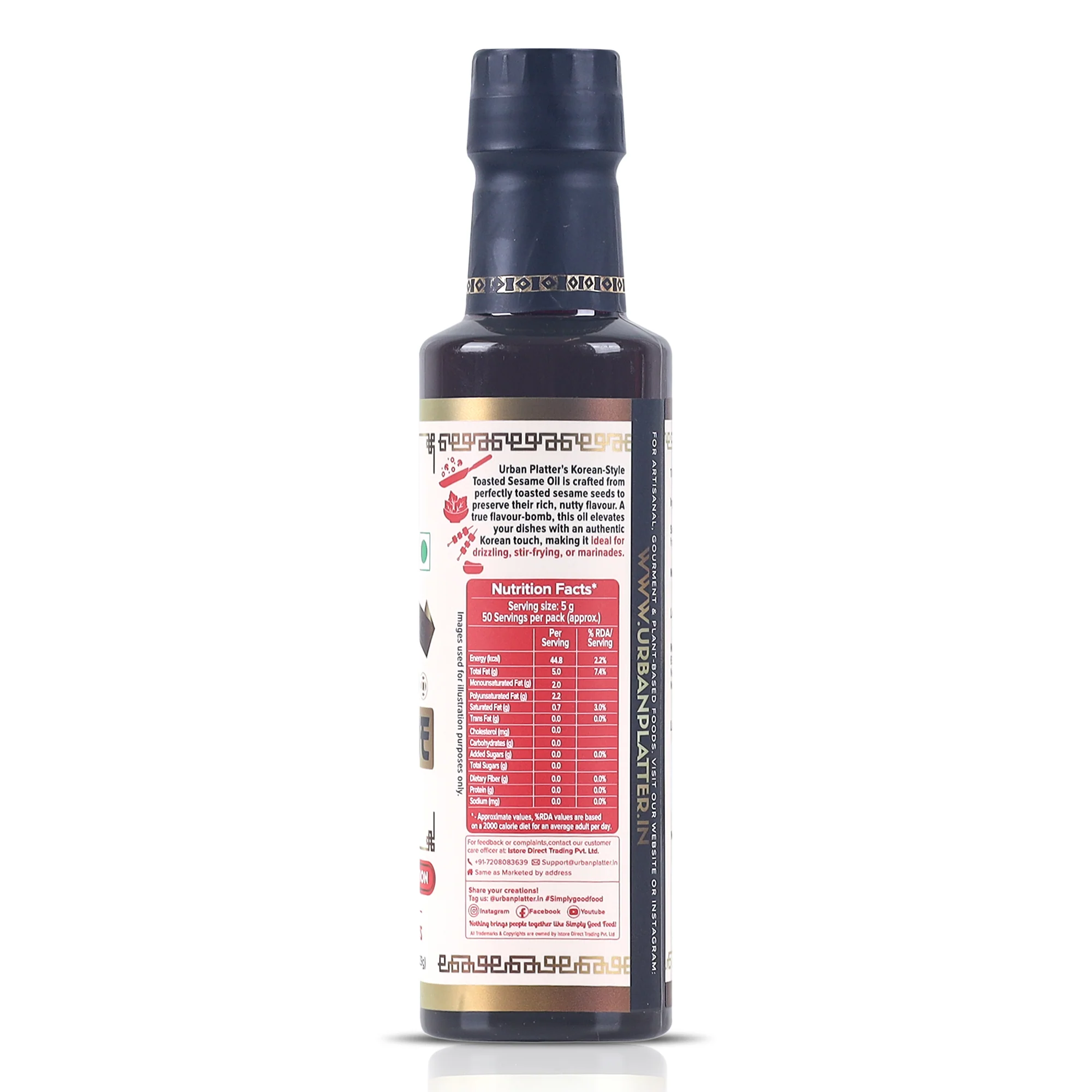 Korean-Style Toasted Sesame Oil, 250ml (Cold-Pressed | Rich Flavour | known as Chamgireum | Perfect finishing oil for all Asian dishes) - Image 3
