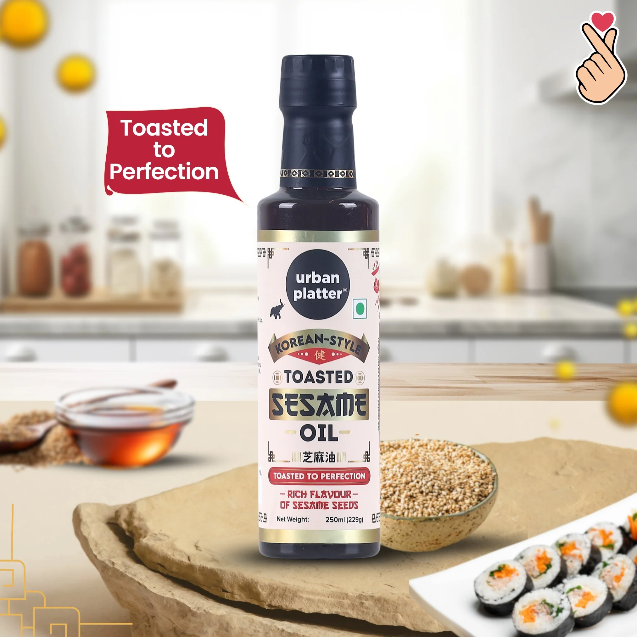 Korean-Style Toasted Sesame Oil, 250ml (Cold-Pressed | Rich Flavour | known as Chamgireum | Perfect finishing oil for all Asian dishes) - Image 4