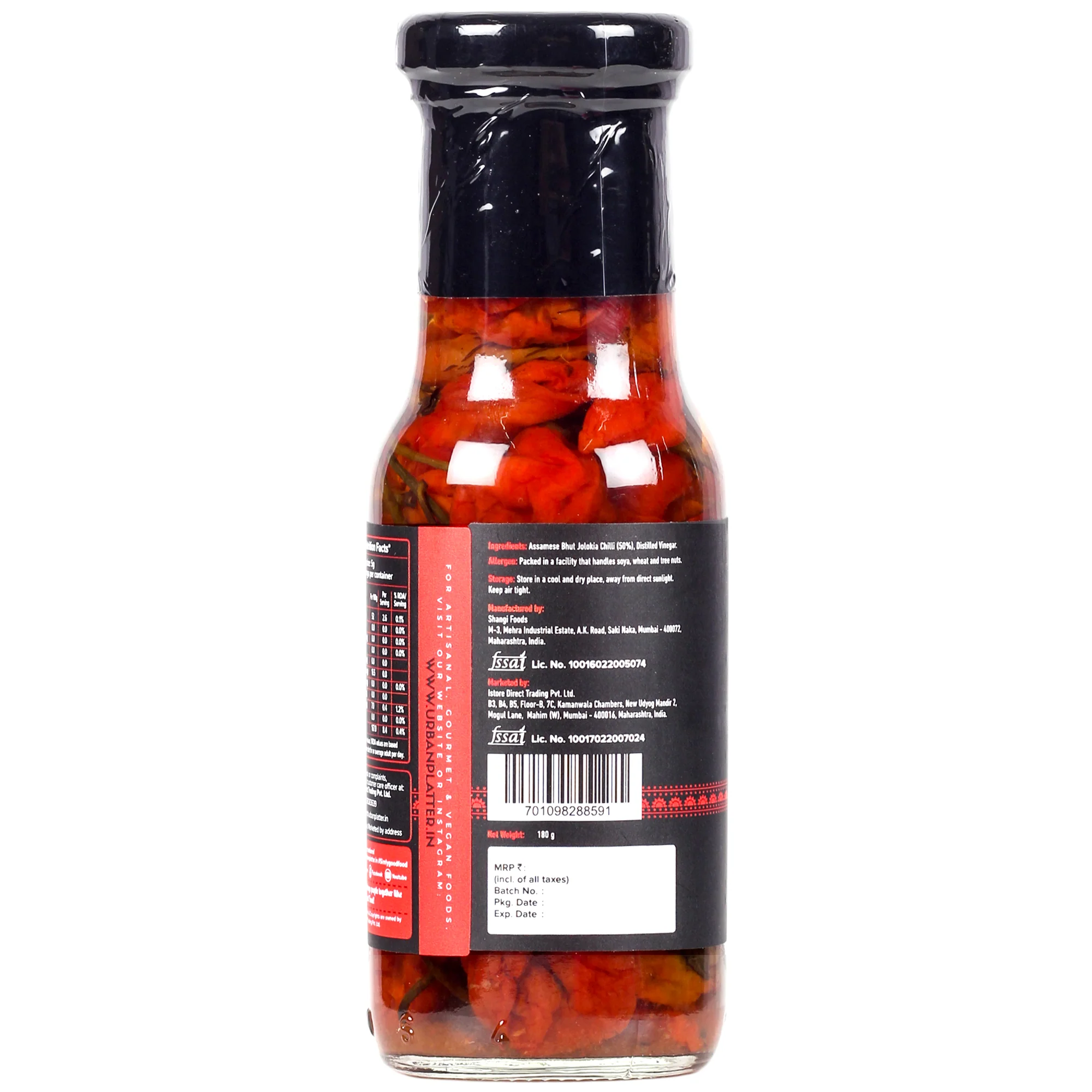 Assamese Bhut Jolokia Whole Chilli Peppers in Vinegar, 180g (Delicious and Fiery Bhoot Jolokia Naga Ghost Chilli Peppers from Assam, Great for Hot Sauces) - Image 2