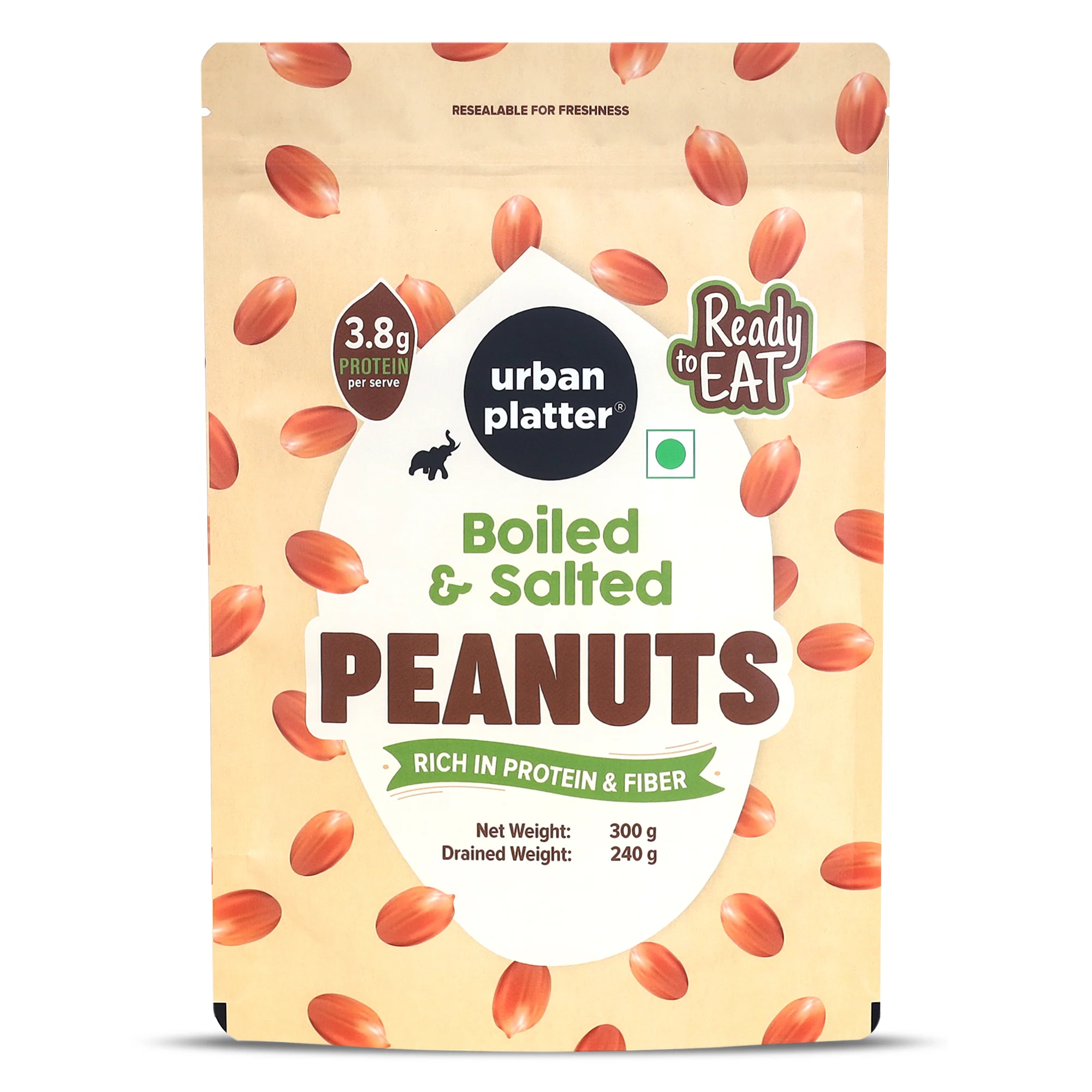 Boiled and Salted Peanuts, 300g (Ready-to-Eat | Nutritious & Protein Packed | Preservative Free | Ideal for Chaats, Salads, Sancaking)