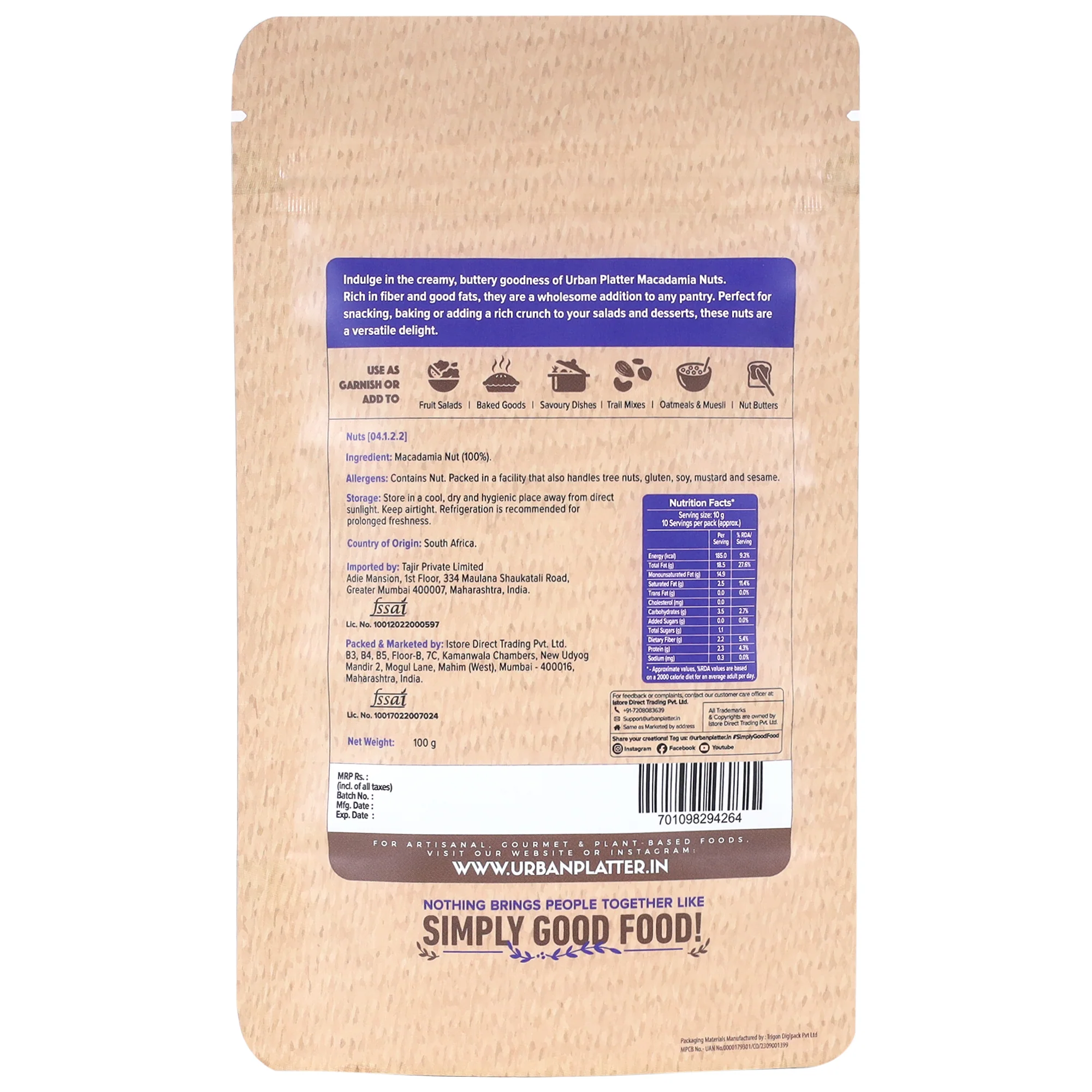 Bold and Exotic Macadamia Nuts, 100g (Grade A | Crunchy | Perfect for Snacking) - Image 2