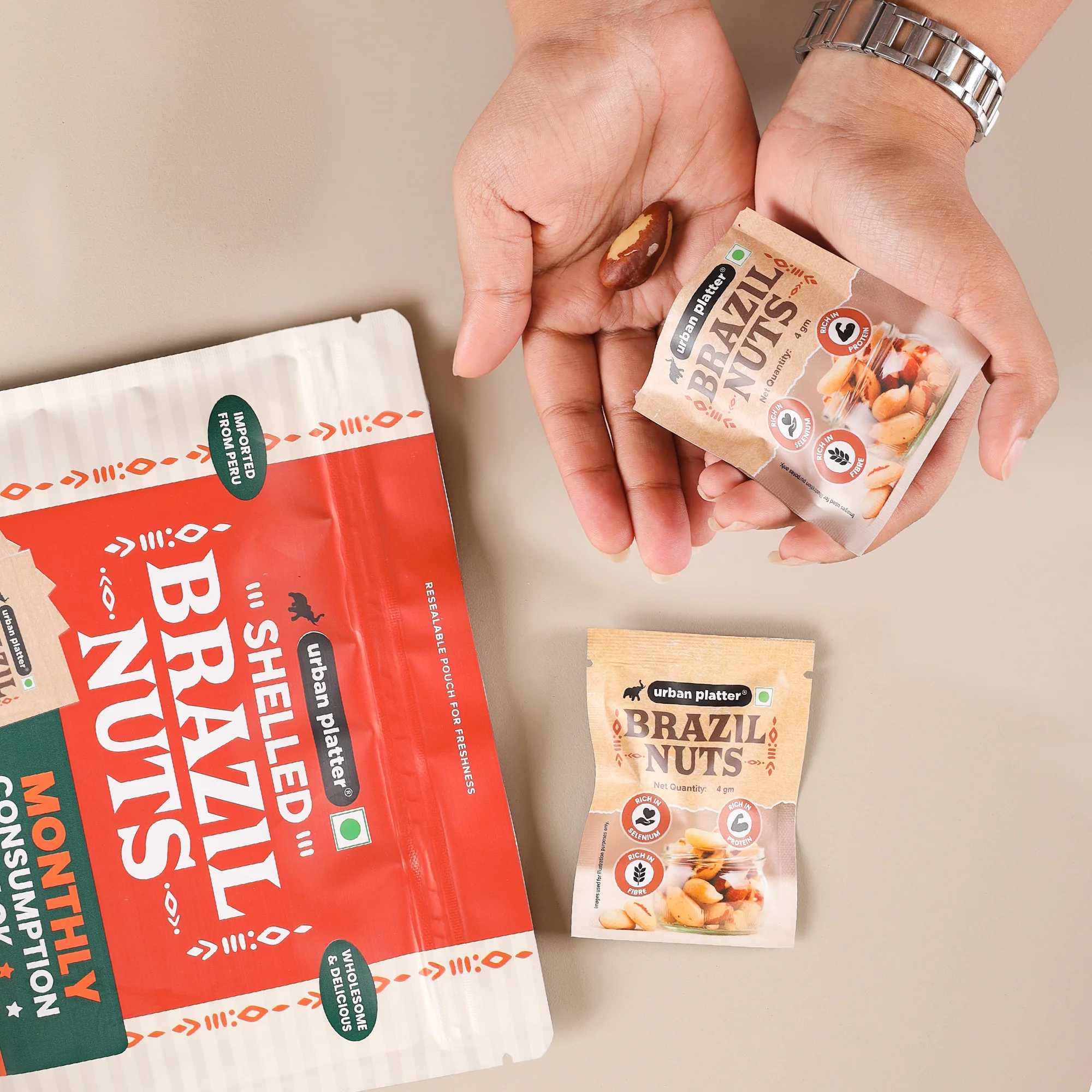 Brazil Nuts, 120g (Monthly Consumption Pack, Rich In Selenium, Have 1 Daily, 30 single serve brazil nut sachets) - Image 3