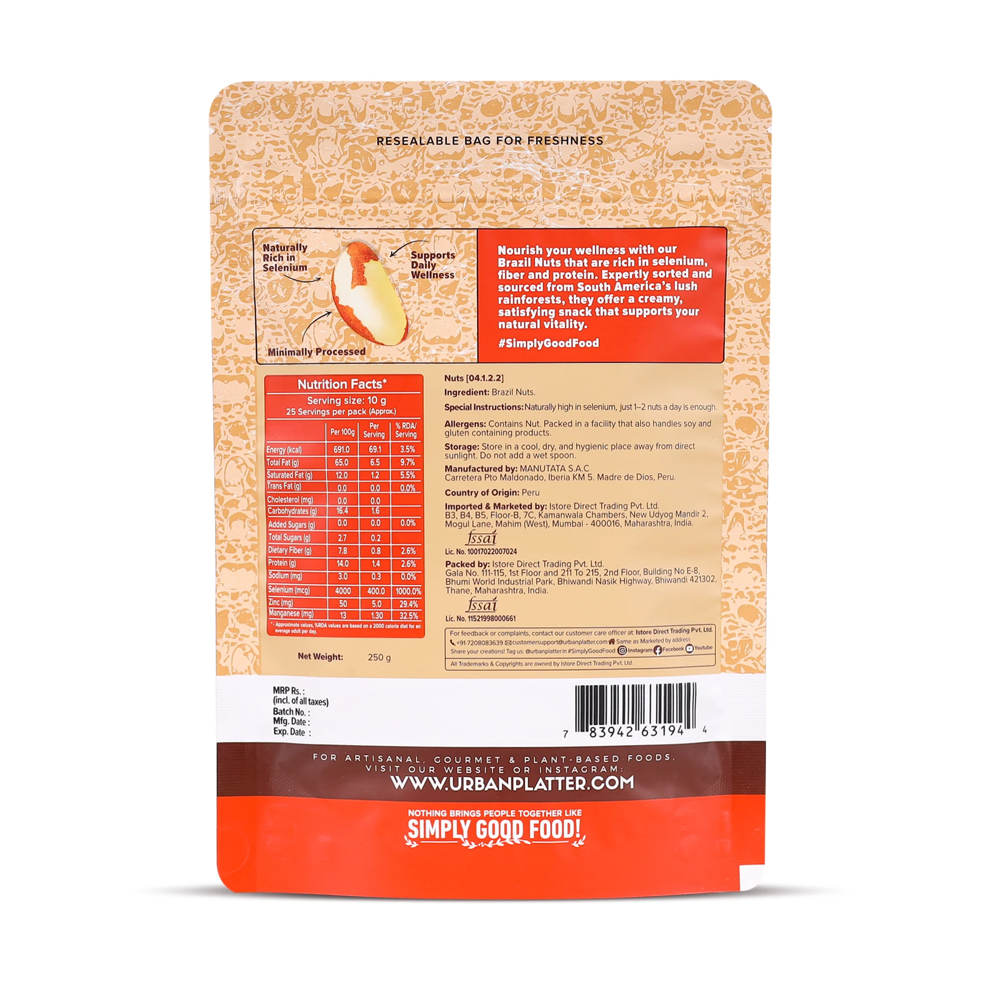 Brazil Nuts, 250g | Rich in Selenium | Superfood | Product of Peru | Have 1 Daily - Image 2