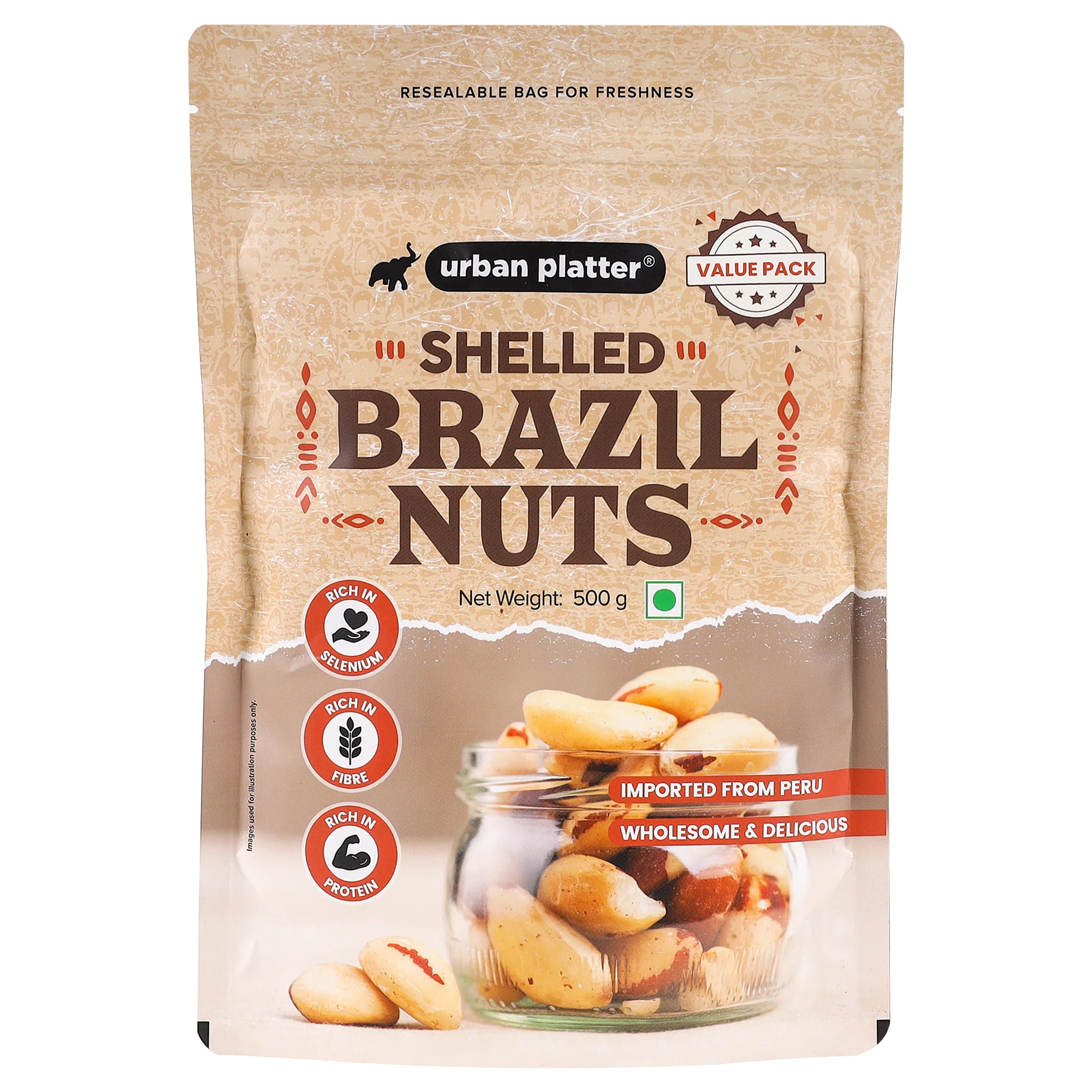 Brazil Nuts, 500g | Rich in Selenium | Superfood | Product of Peru | Have 1 Daily