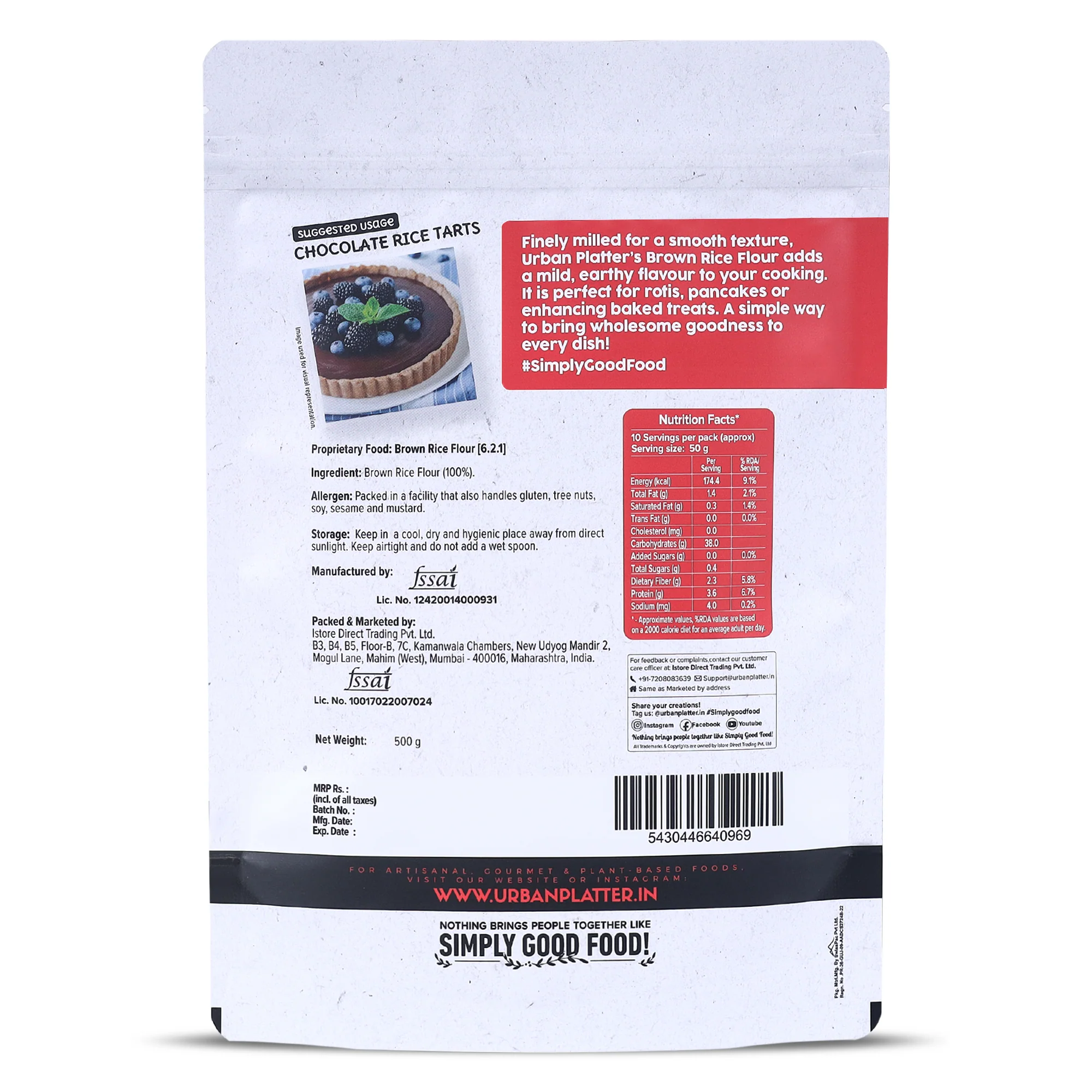 Brown Rice Flour, 500g (Gluten-free, Good Source of Fiber and Protein, Ideal for Baking) - Image 2