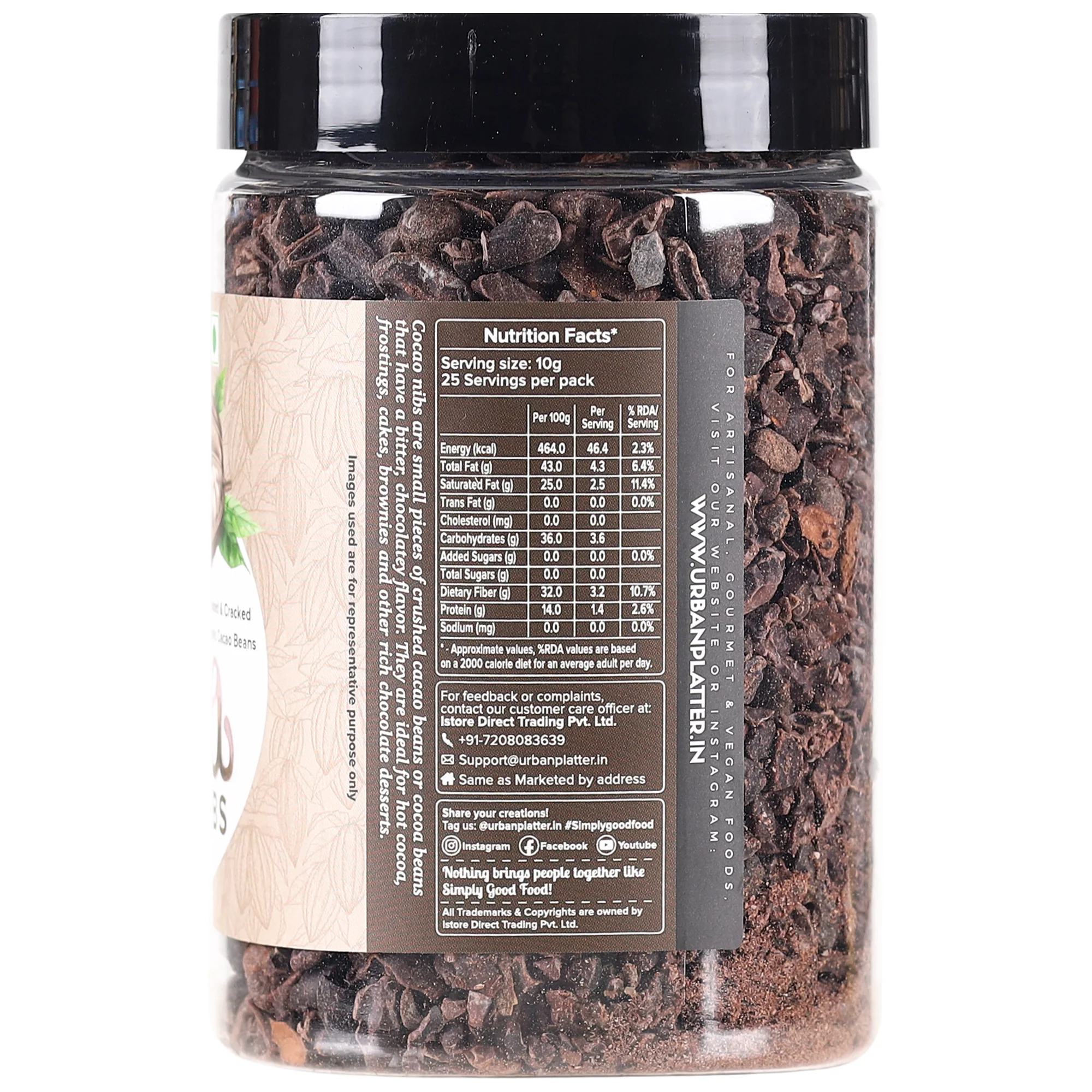 Cacao Nibs, 250g (Roasted & Cracked | Unsweetened | 100% Cacao Bean Bits | Aromatic & Crunchy | Antioxidant-Rich Superfood | Product of South India) - Image 3