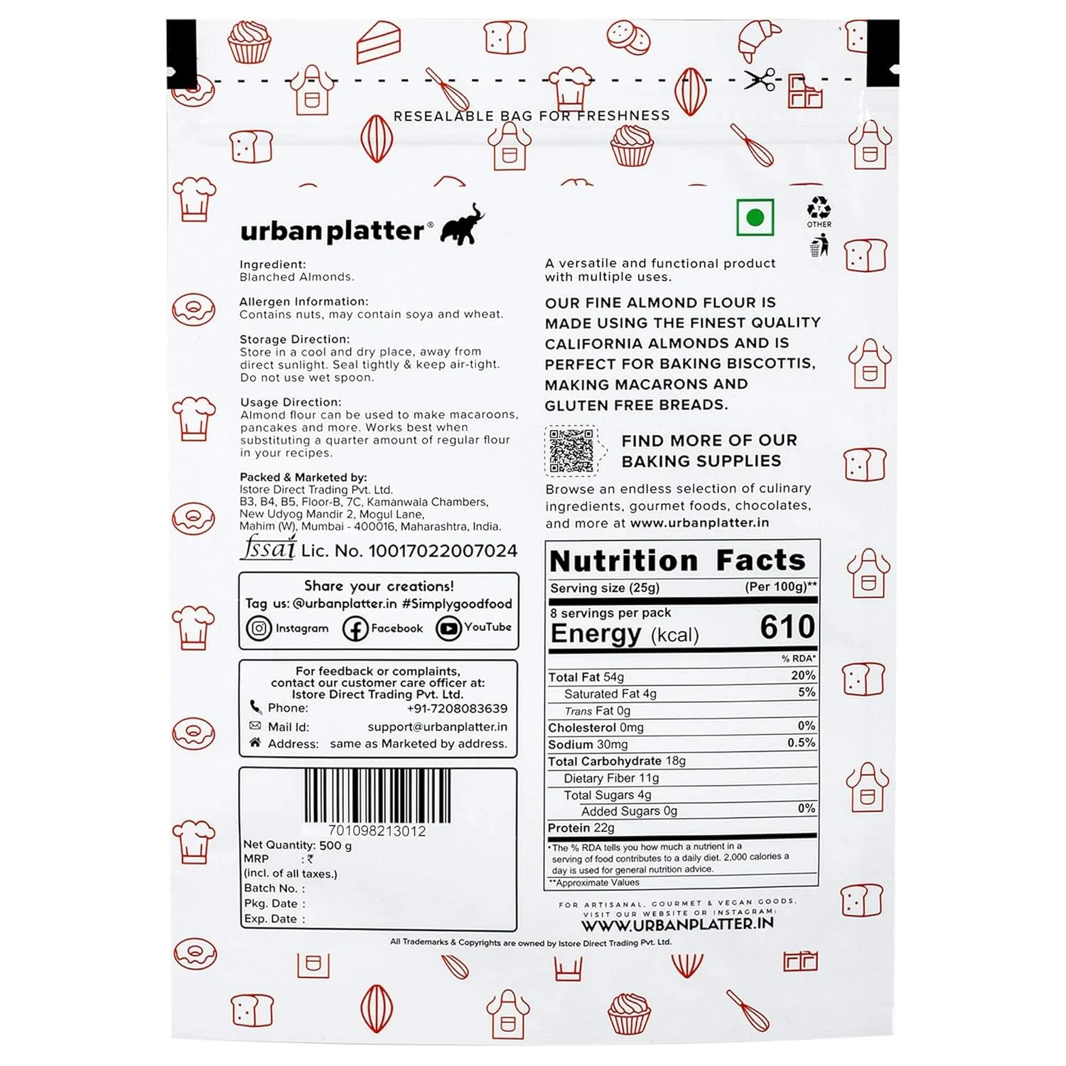Fine Almond Flour, 200g (Naturally Gluten-free, Blanched & Finely Milled, Low-Carb, Ideal for Baking & Keto Recipes) - Image 2