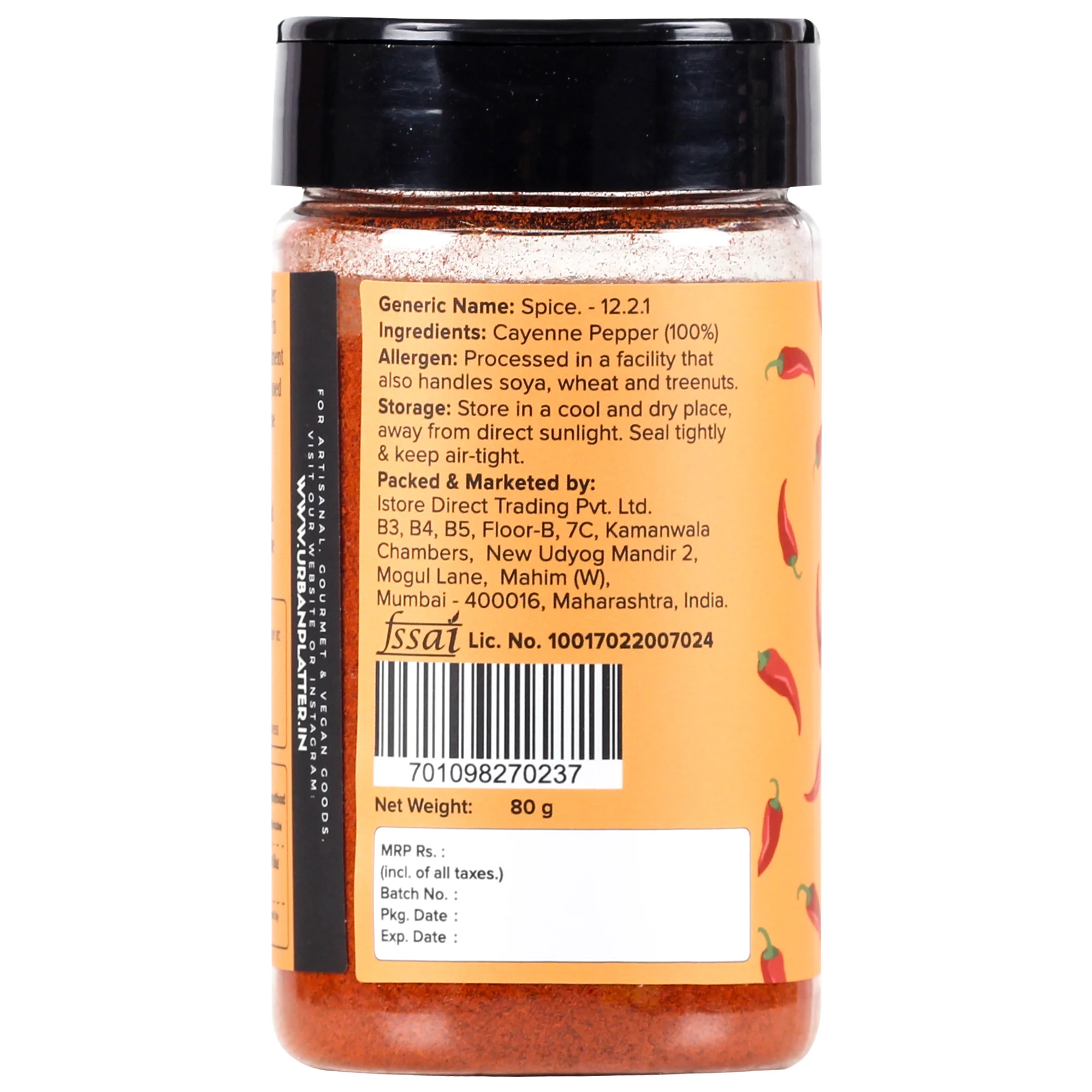 Cayenne Pepper Powder, 80g (Bold, Fiery Heat | Essential Culinary Spice | Known to Support Heart Health & Metabolism) - Image 2
