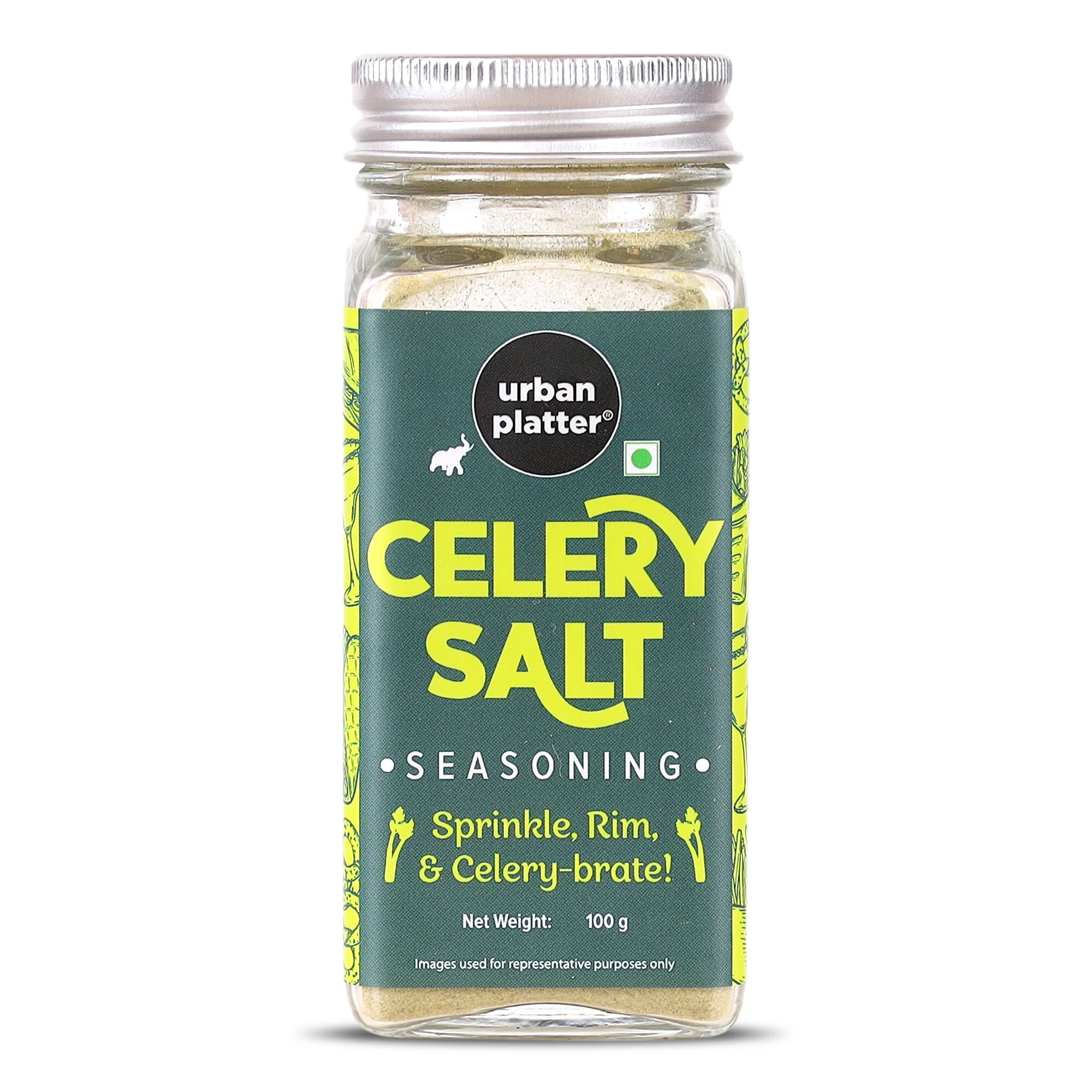 Celery Salt Seasoning, 100g (Artisanal Finishing and Rimming Salt | Earthy Herbaceous notes | Ideal for Mocktails and Continental Fare)