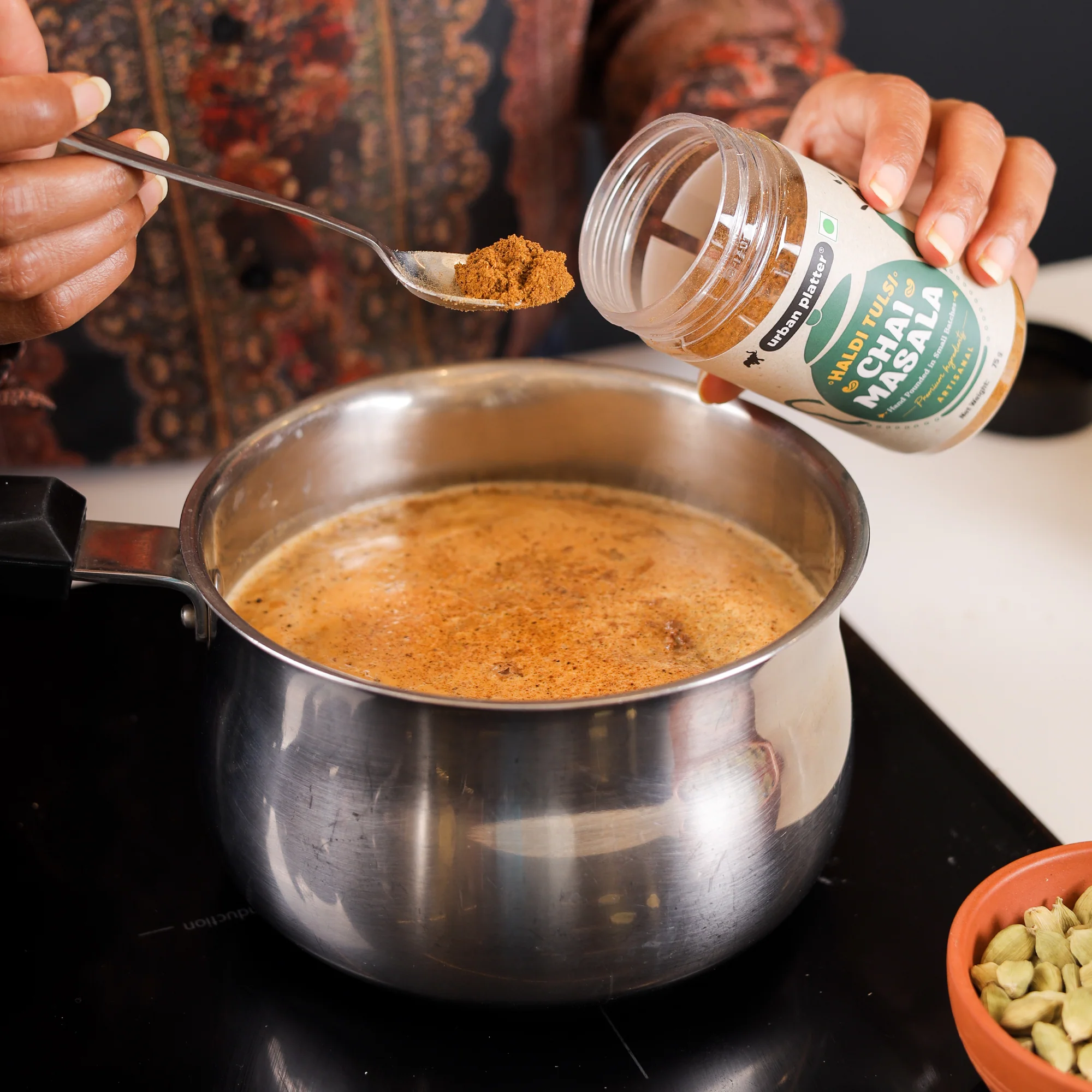 Haldi Tulsi Chai Masala, 75g (Turmeric & Basil | Artisanal Tea Spice | Hand Pounded | Strong Aroma and Flavour) - Image 4