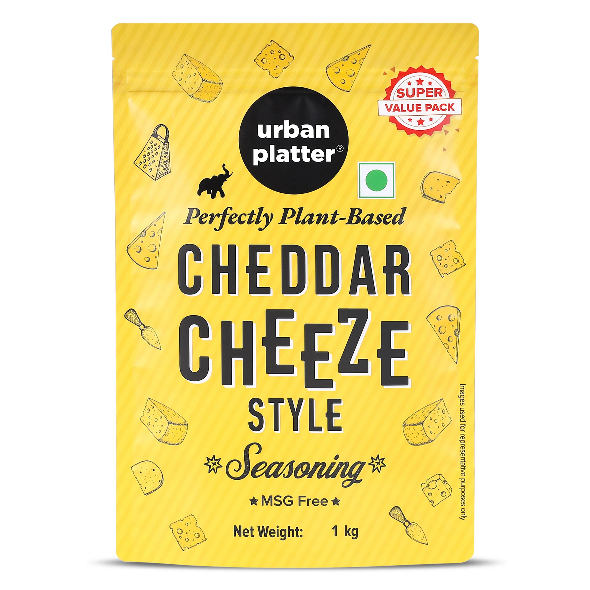 Cheddar Cheese Style Seasoning, 1 kg (Perfectly Plant-based | Ideal for Pop Corn, Fries, Pasta, and more | Super-Value pack)